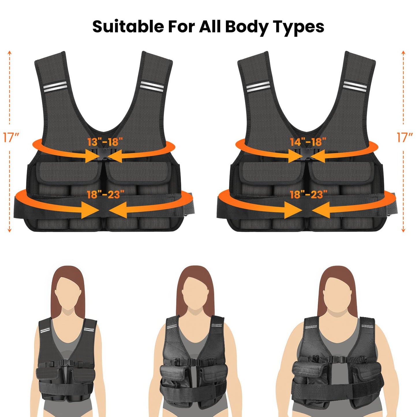 DMDG Adjustable Weighted Vest for Woman Men With Shoulder Pads 2-18 lbs, Weighted Vest For Walking, Running, Cross Training, Muscle Building,Improve Bone Health- Comfortable, Washable