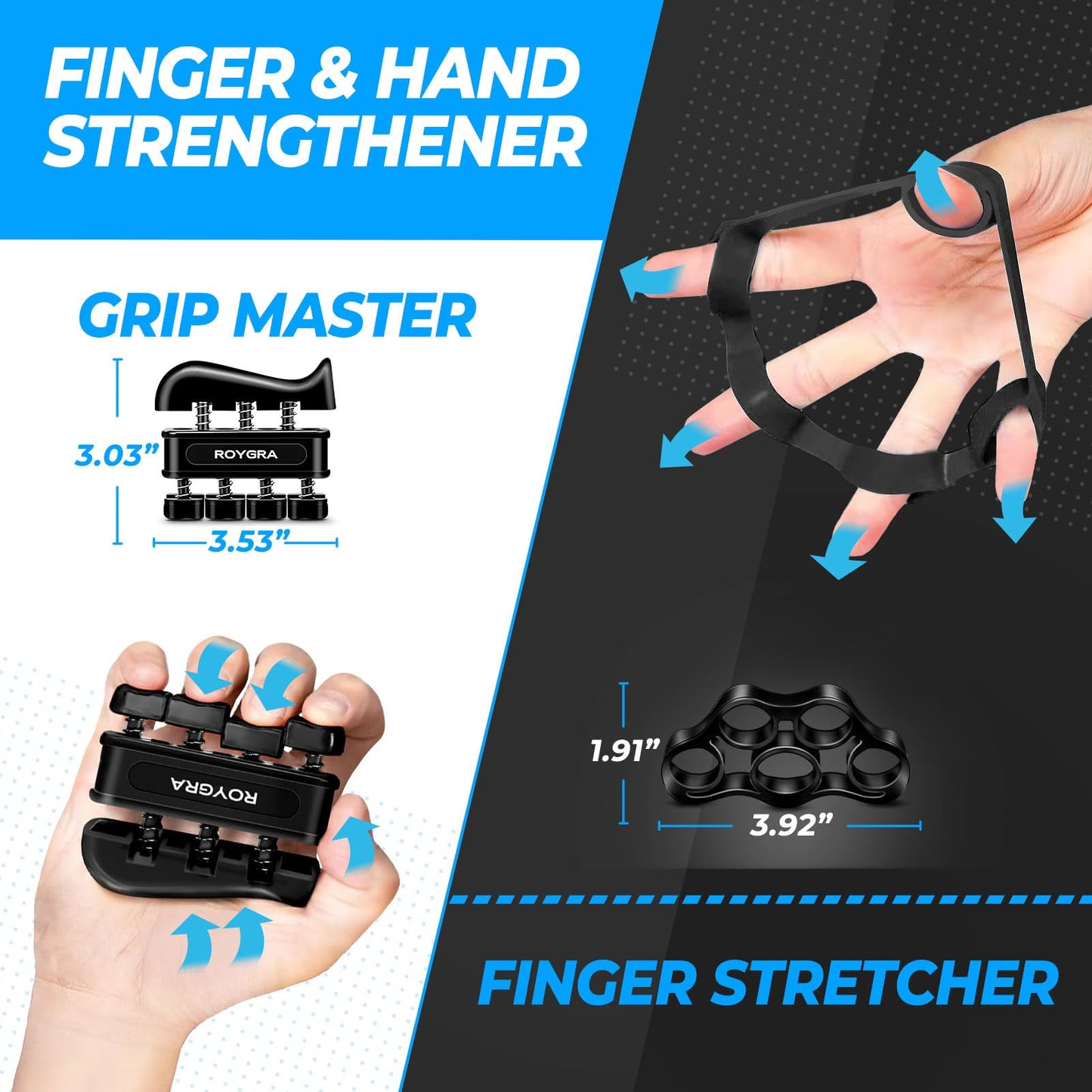 roygra Grip Strength Trainer (5 Pack), Forearm Strengthener, Hand Strengthening Devices, Hand Exercisers for Strength, Finger Strengthener, Wrist Exerciser, Baseball Climbing Calisthenics Basketball