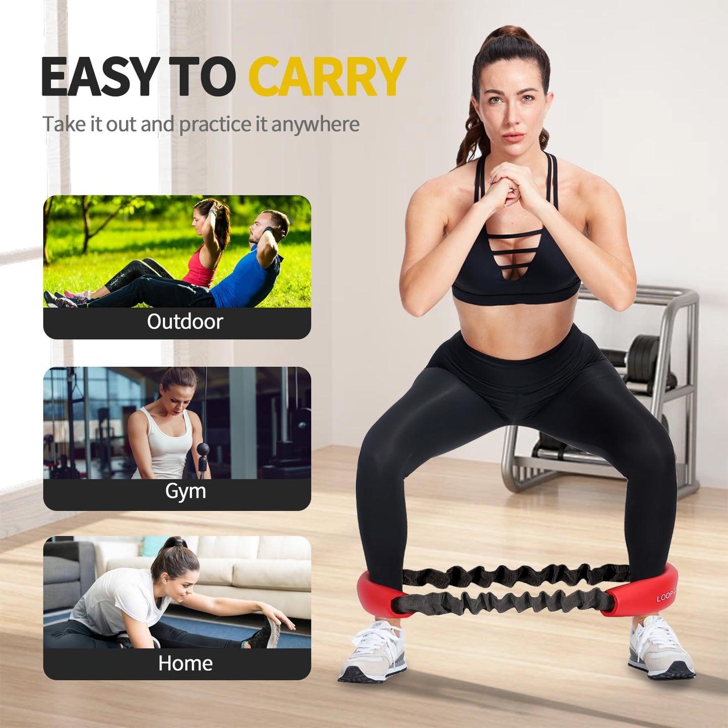 Hip & Core System, Resistance Loop to Stretch, Core Fitness Glute Workout Bands (3pcs Set and 5 mini Resistance Bands)