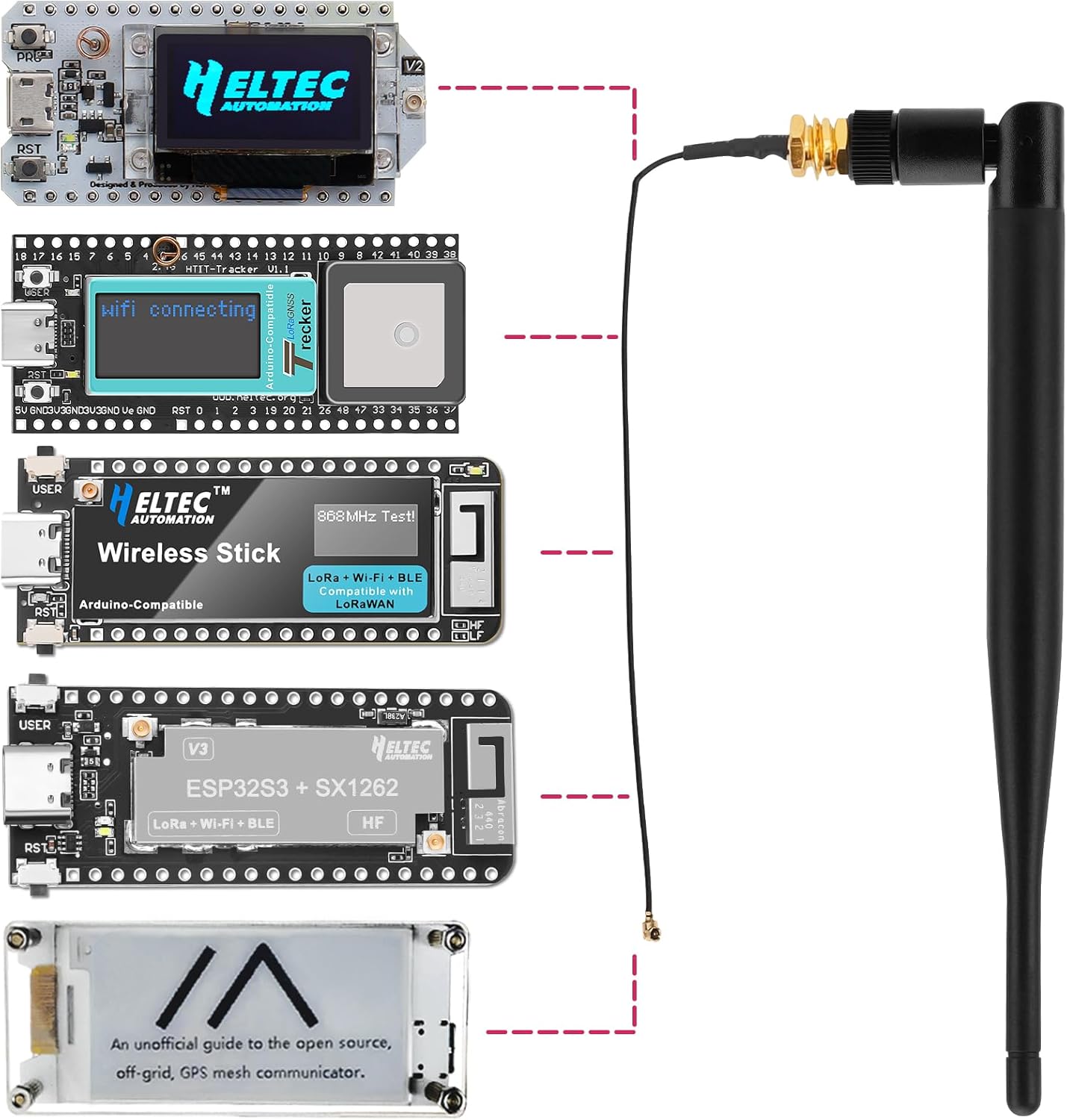 MakerHawk 2 Pack 915MHz 5dBi LORA Antenna Gain Omni SMA Male Connector + RF Antenna Adapter Cable