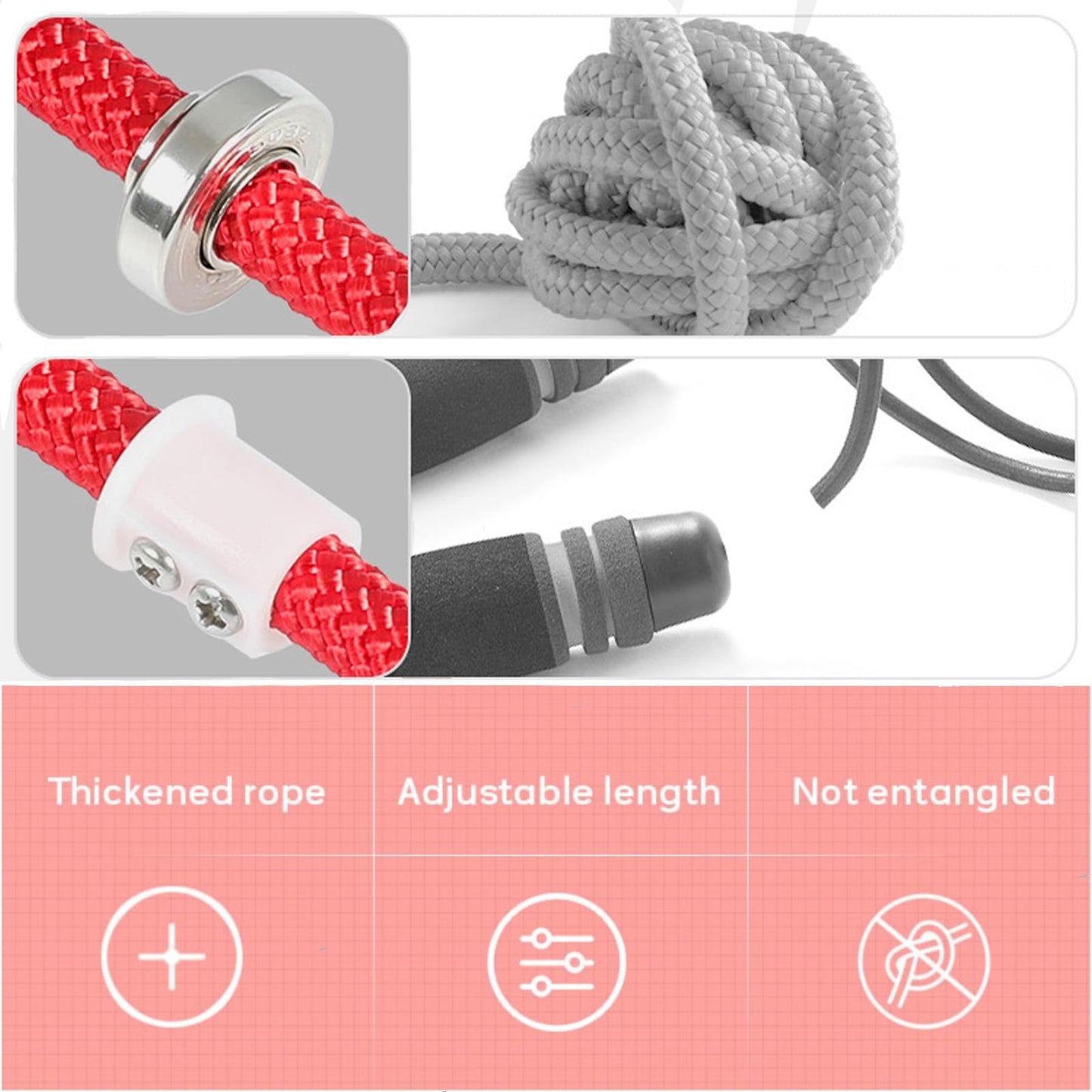 16 FT Long Jump Rope for Kids Adults,Double Dutch Jump Rope,Adjustable Skipping Ropes with High-strength Nylon Braided Rope Core,360°Rotation Not Entangled,Long Enough for 2-4 Jumpers.Red