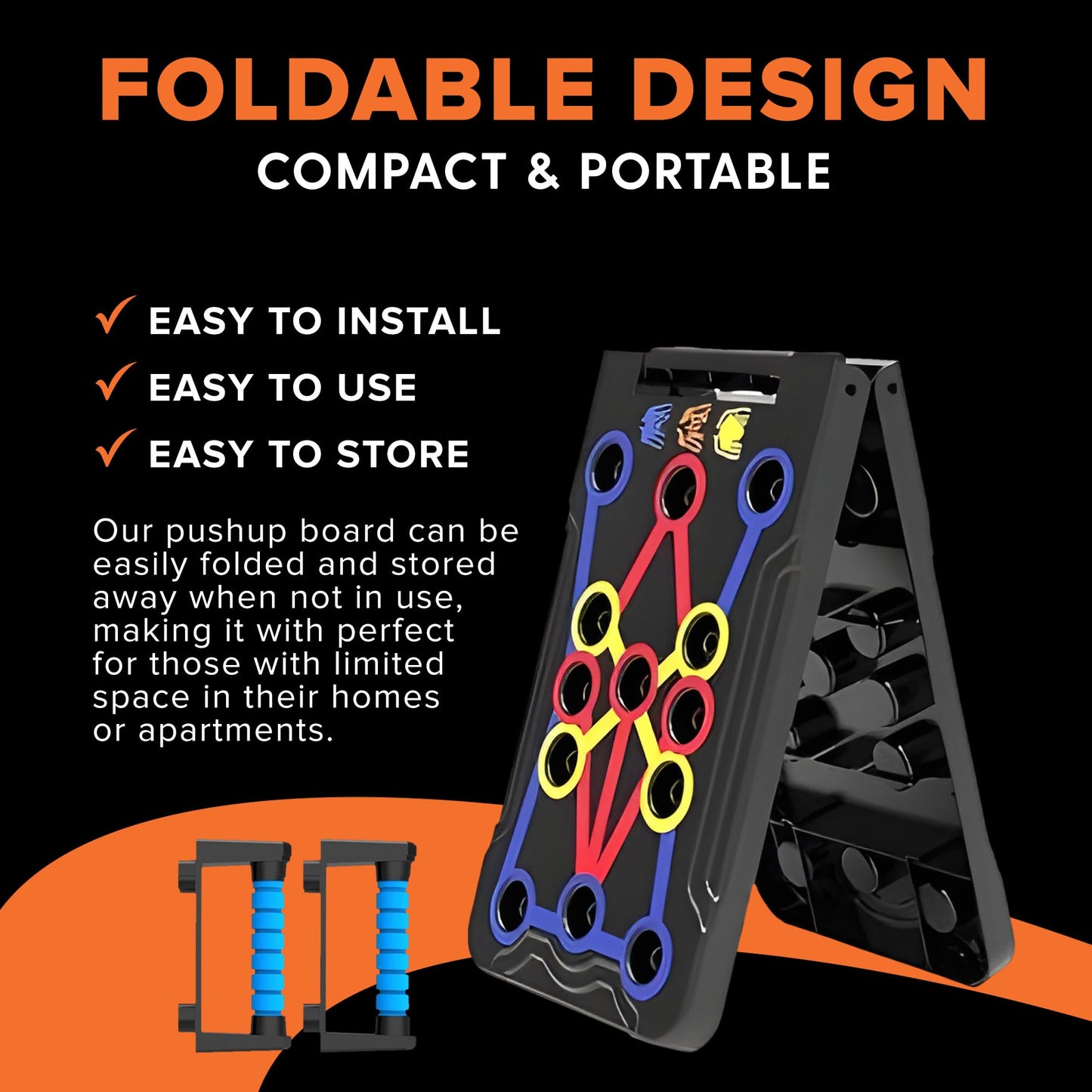 ATA-Strength Heavy-Duty 15-in-1 Foldable Push Up Board gym gift for men and women with Adjustable Grip Strengthener, skipping Rope, and 3 Resistance Bands Comprehensive Home Workout System for Targeted Muscle Training and Enhanced Grip Strength