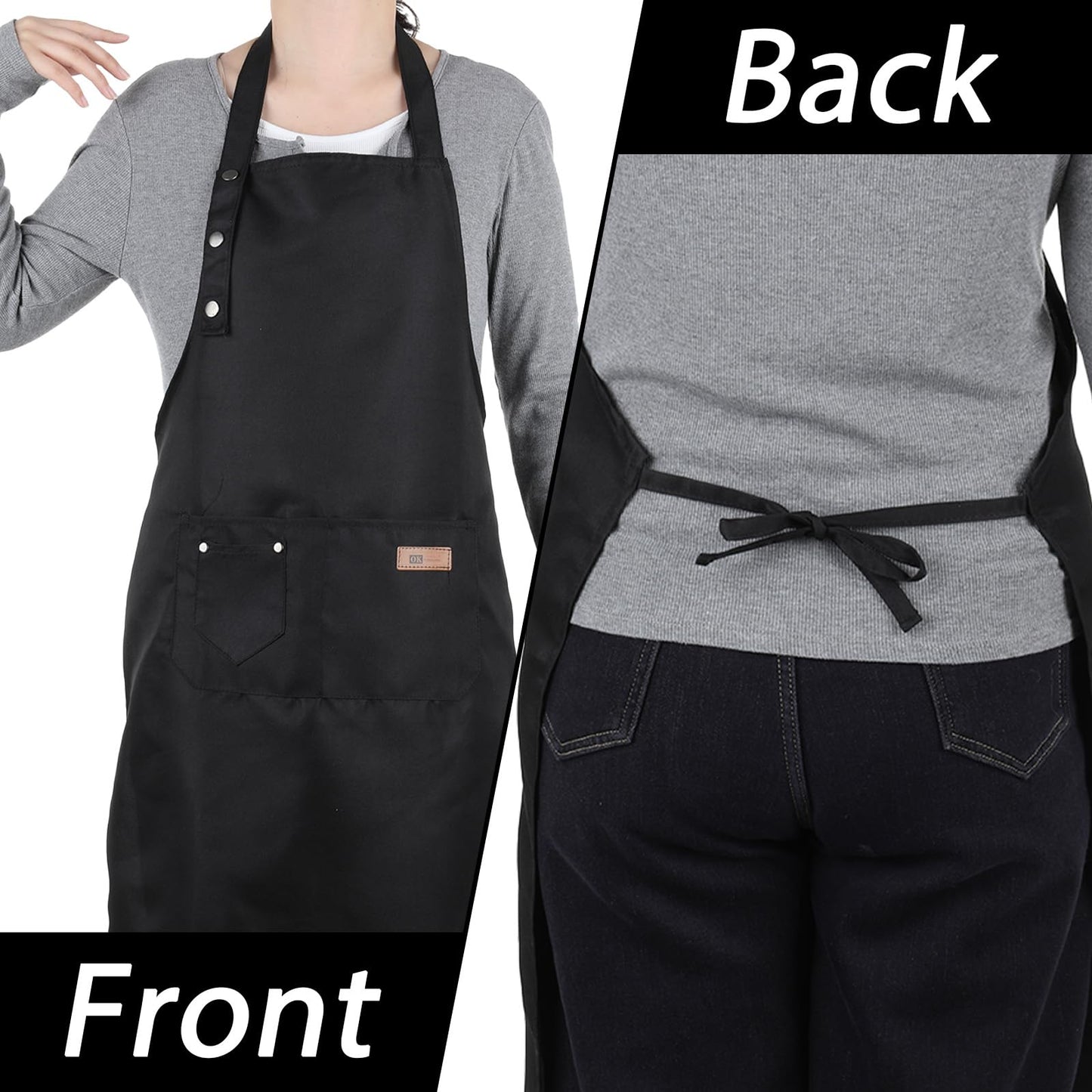Zyghjort Button Aprons for Women with Pockets, Pottery Aprons Waterproof Chef Cooking Kitchen Apron Artist Painting Garden Chef (M-XXl)