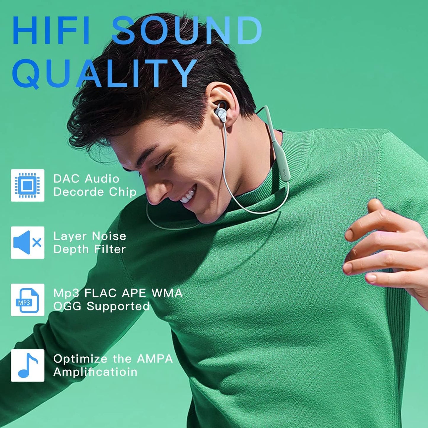 AiMoonsa 64GB MP3 5.2, Player with Bluetooth Music Player with Built-in HD Speaker, FM Radio, Voice Recorder, HiFi