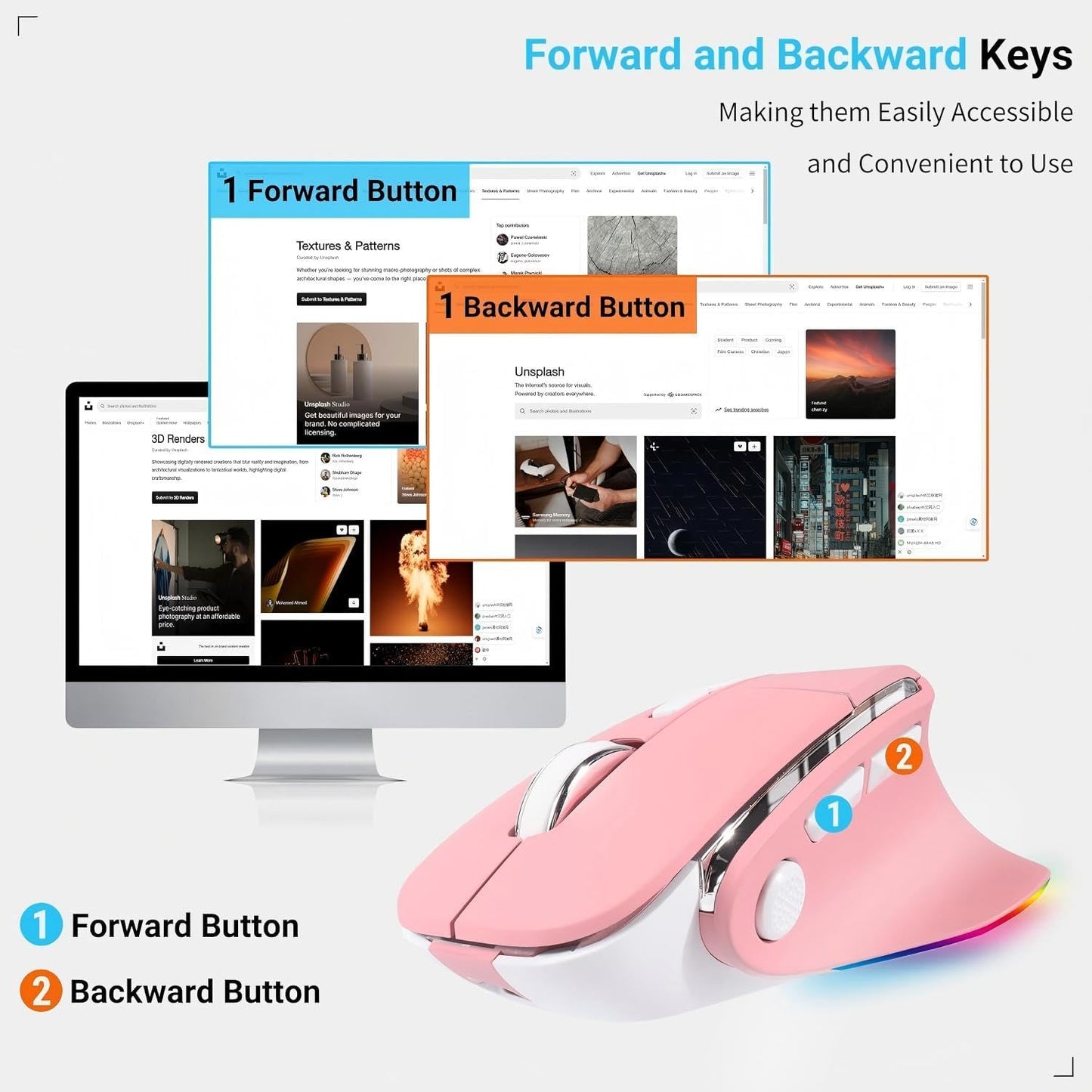 KUYHRF Portable(BT5.2 2.4GHz) Mode,1000/1600/2400 DPI,8 Ergonomic Mouse Jiggler,Bluetooth Vertical Wireless Mouse,LED