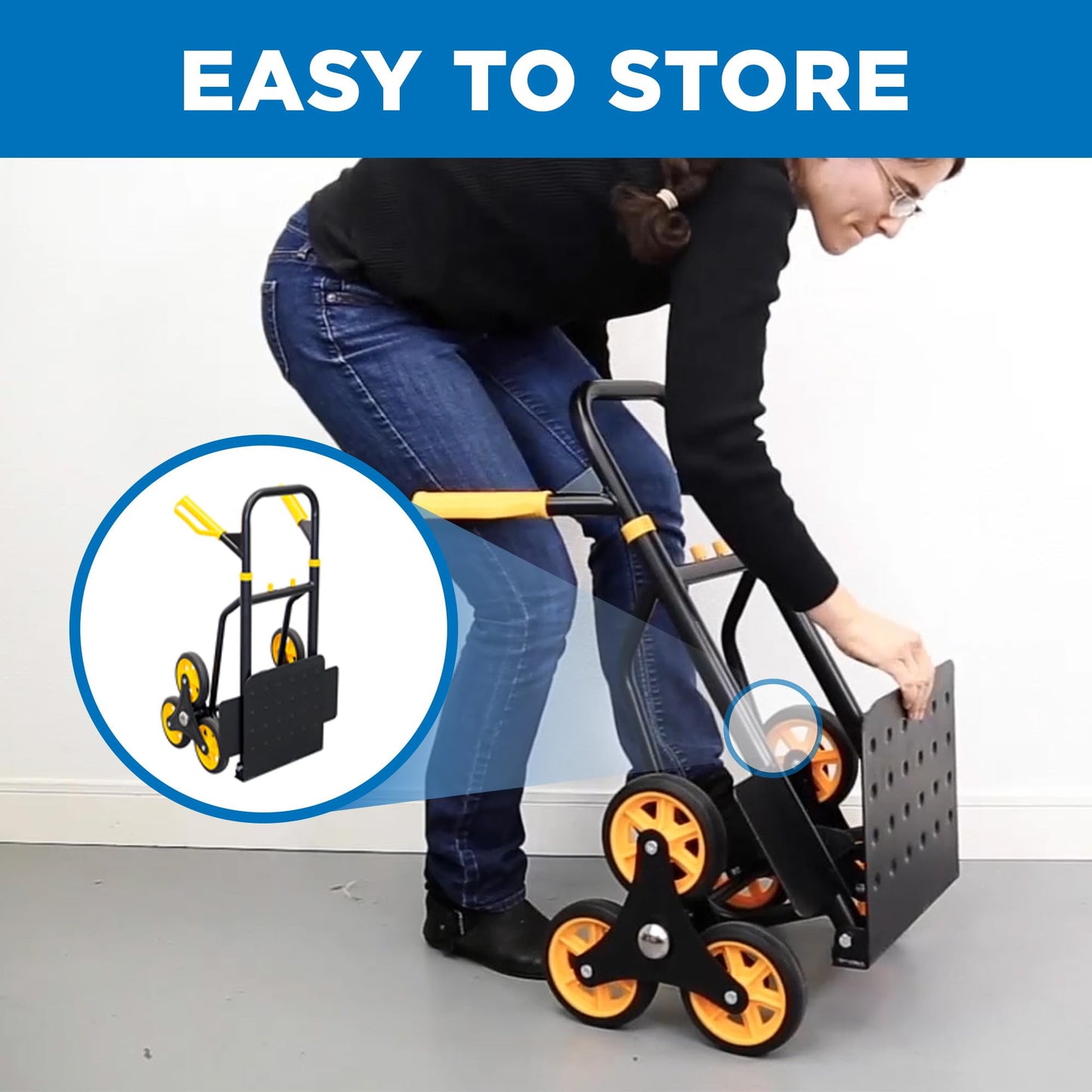 Mount-It! Stair Climbing Dolly for Moving, Heavy-Duty Hand Truck for Stairs with 6 Wheels, Folding Stair Climber Cart with Telescoping Handle, 330 lb Flat / 265 lb Stair Capacity