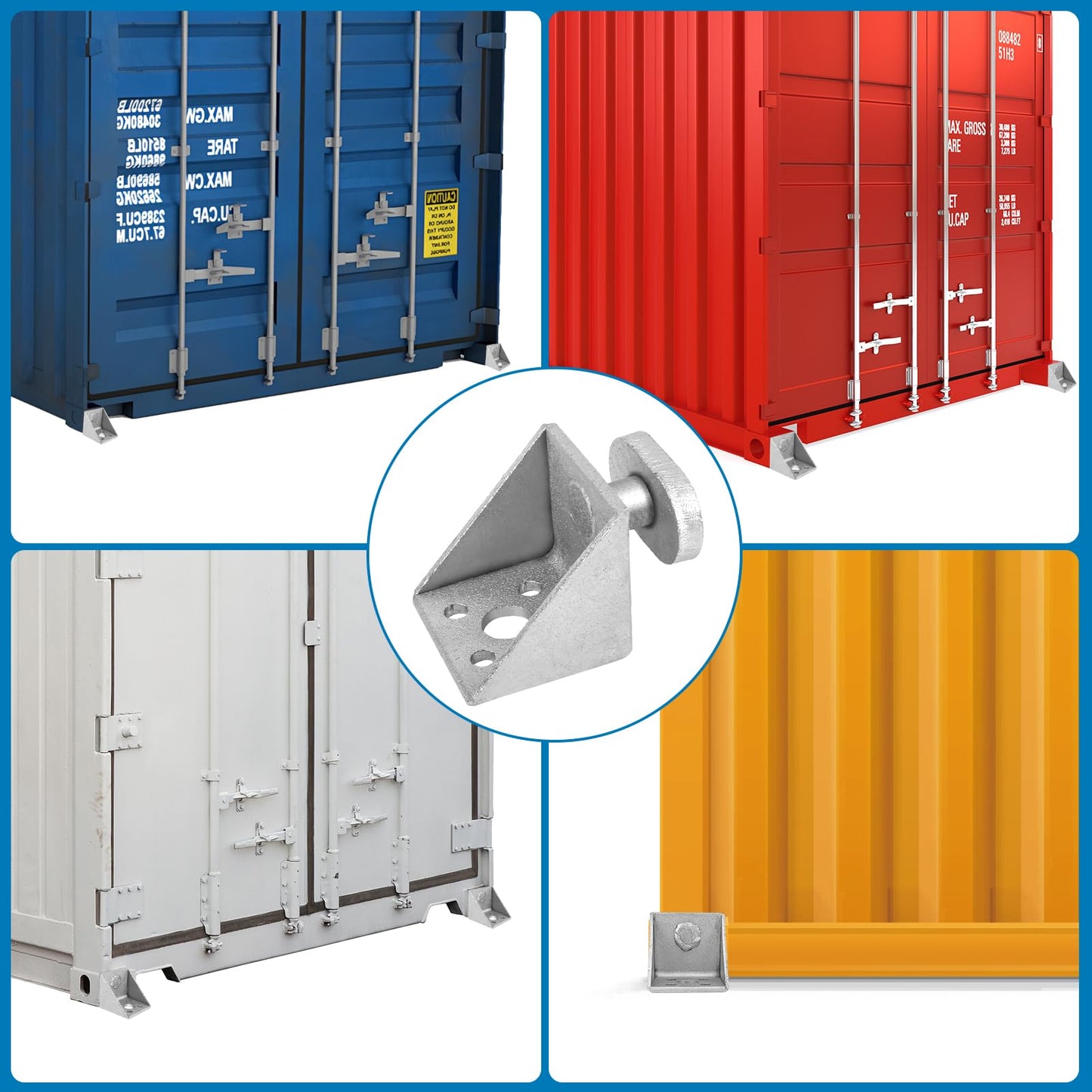 4 Pack Upgraded Shipping Container Ground Anchors, Hot Dipped Galvanized Steel Shipping Containers Side Twist Lock, Shipping Container Door Lock Down Bracket Ground Anchors Tie Downs