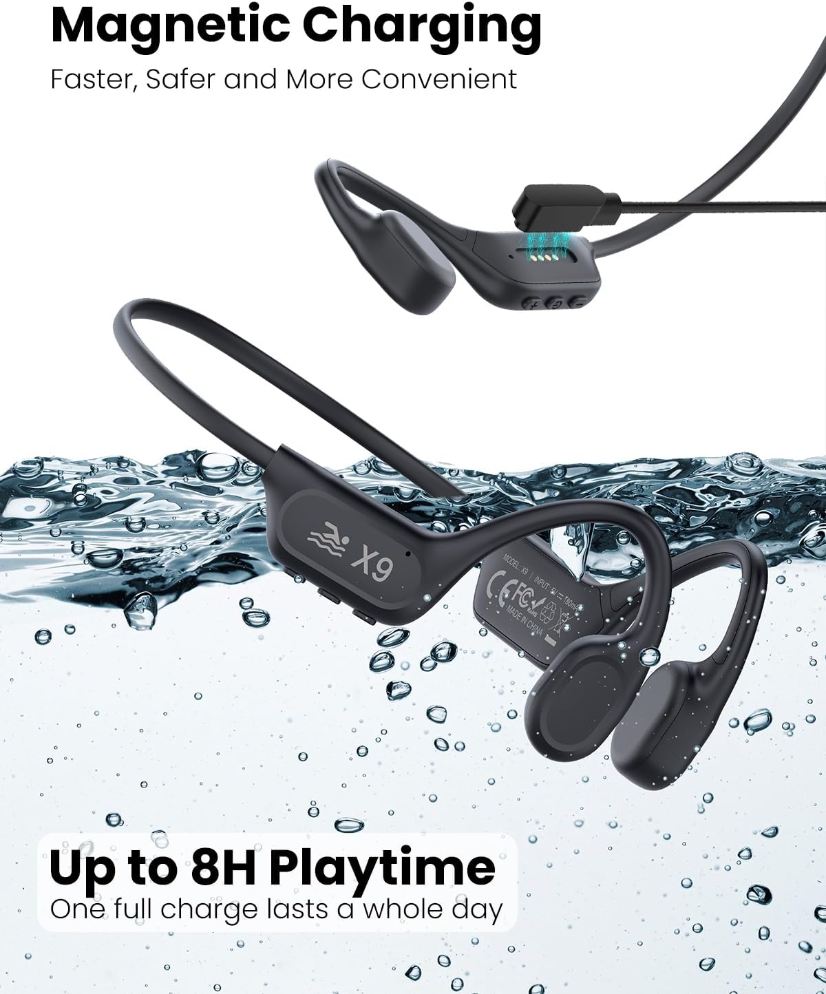 Swimming 6.0 Headset, IP68 MP3 32G Headphones - Bone Conduction Bluetooth Open Ear Sports Waterproof Built-in Player