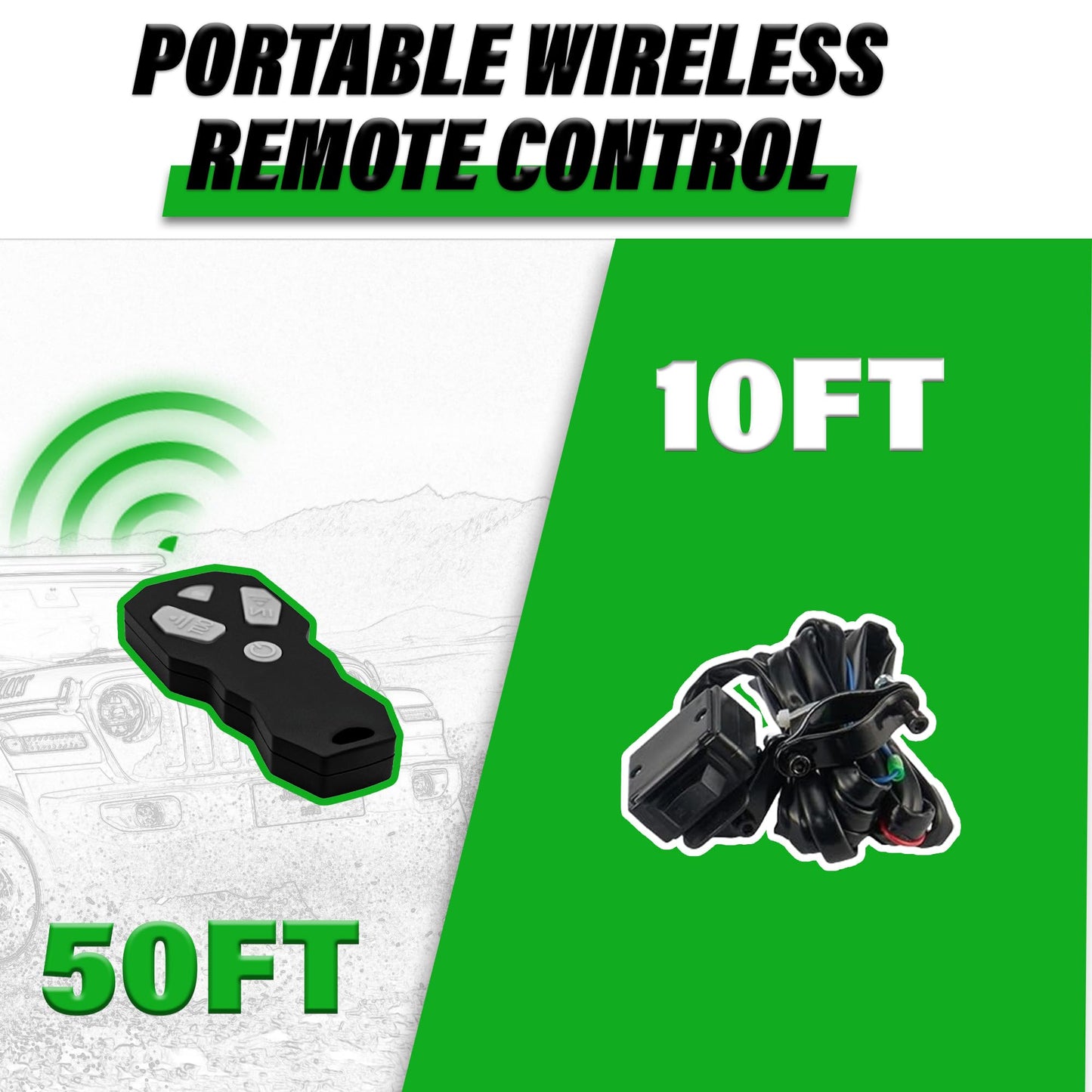 TYT 6500 lb UTV Winch with Wireless Remote and Wired Switch，12 Volt DC Electric Trailer Winch,1/4" x 50FT Synthetic Rope Winch with Rubber Stopper and Mounting Plate