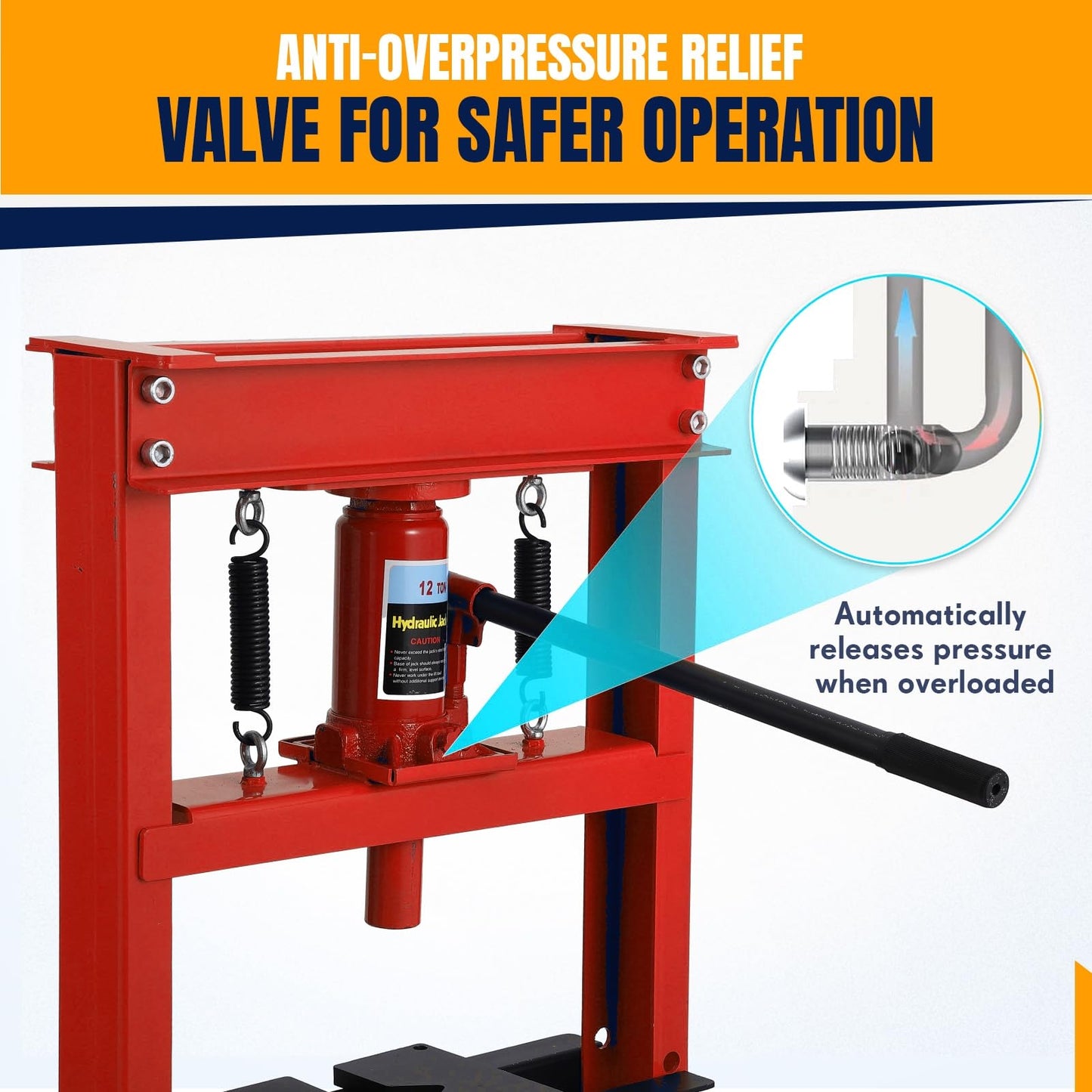 12T Hydraulic Press, 12 Ton H-Frame Garage Floor Hydraulic Shop Press, Adjustable Hydraulic Press with Plates, for Bearings & Ball Joints, Red