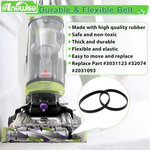 Anewise Filter and Belt Replacement for Bissell 2258 2492 2252 2254 2489 2486 2260 for Cleanview Powerlifter Swivel Rewind Pet Vacuum Cleaner, 2+4 Pack, Compare to Part #3031120, 1608225 & 1601972