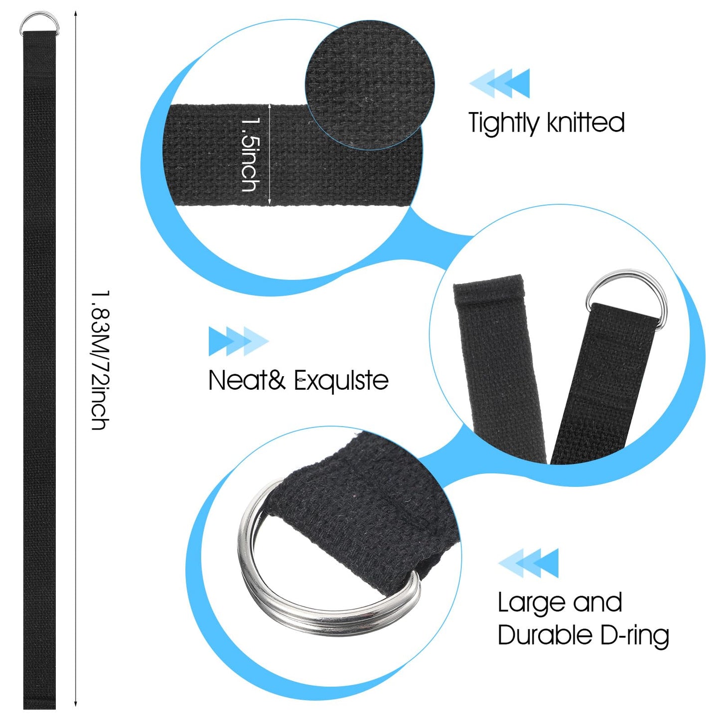 16 Pcs Yoga Strap for Stretching Bulk 6ft Exercise Stretch Band with Metal D Ring Adjustable Pilates Non Elastic Yoga Stretch Belt for Women Men Physical Fitness Gym Workout Dance
