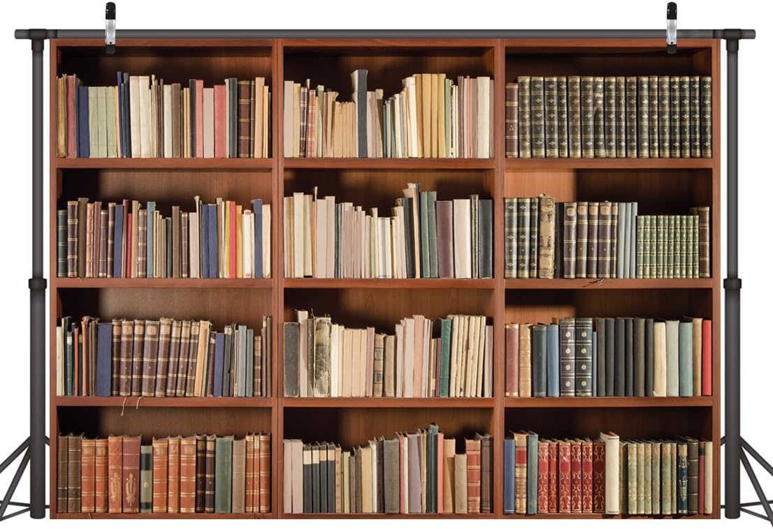 LYWYGG 7X5FT CP-49 Bookshelf Backdrop Vintage Bookcase Magic Books Grunge Ancient Library Vinyl Photography Background