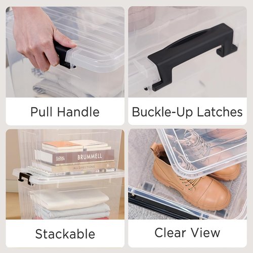 Citylife 22 QT Clear Plastic Storage Bins - Stackable & Nestable Containers with Lids | 2-Pack for Garage, Closet, Kitchen