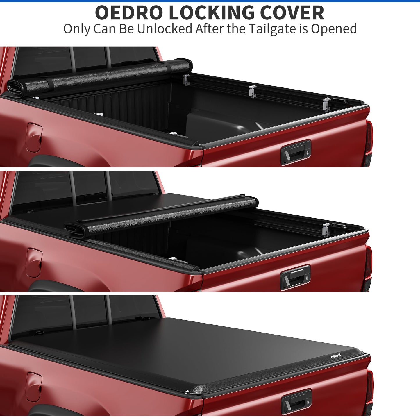 OEDRO Soft Roll Up Truck Bed Tonneau Cover Compatible with Toyota Tacoma 2024 2025 2026 (Excl. Trail) 5 Ft Bed with Track Rail System