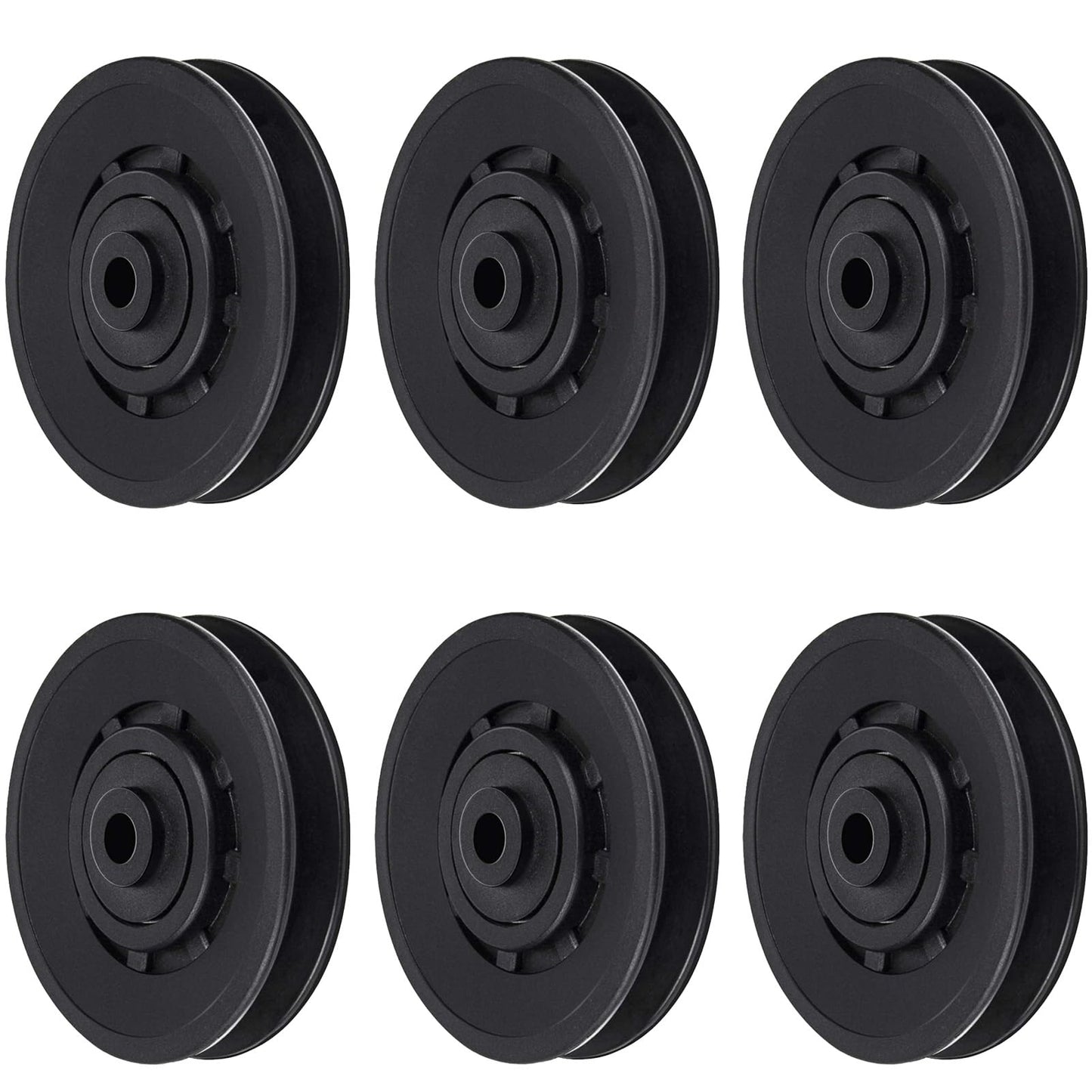 Profelinx 90mm Pulley Wheel Bearing Nylon - Grooved Edge Wearproof Pulleys for Cable Machine Part Home Gym Smith Machine Attachment Weight Lifting Door Garage