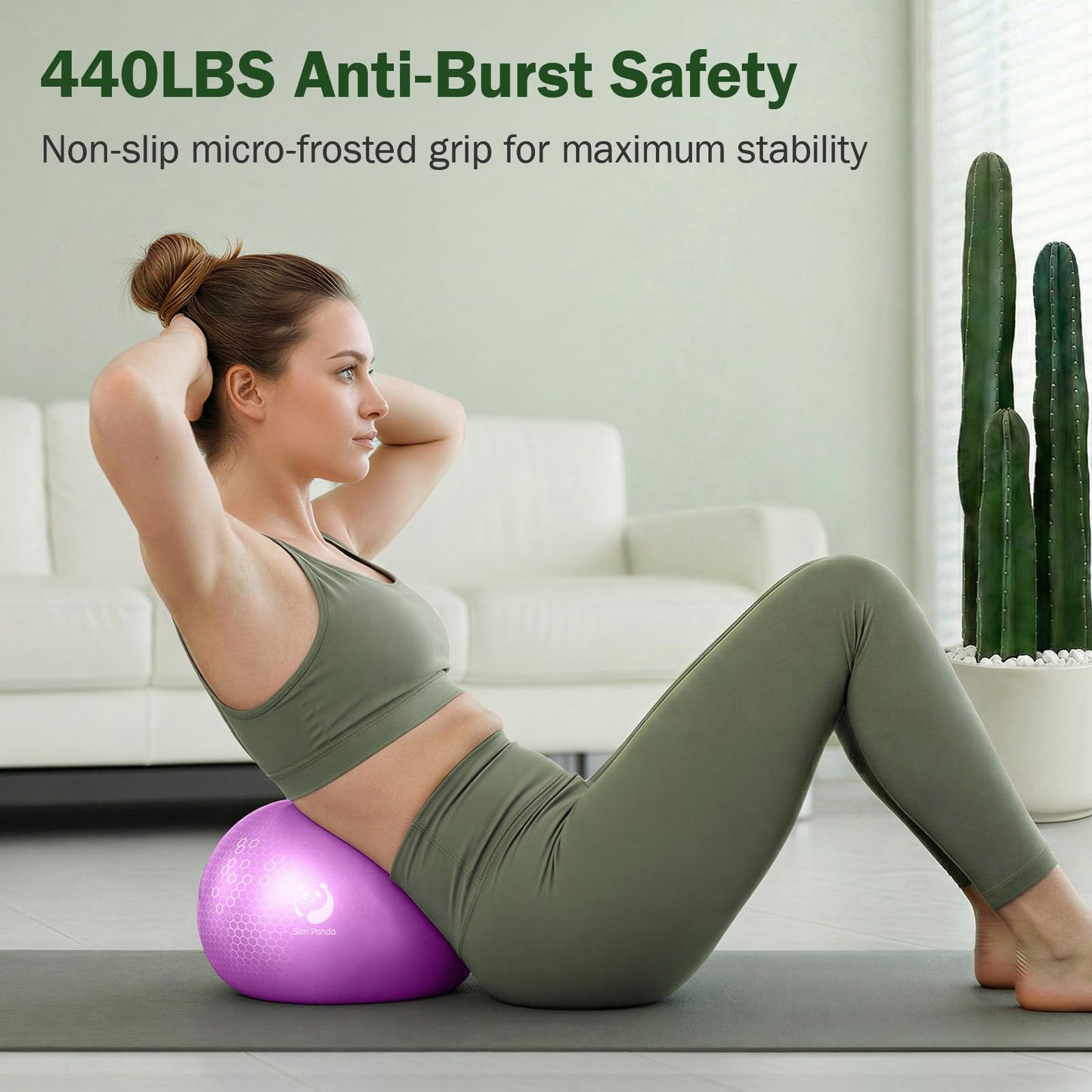 Slim Panda Pilates Ball, 9 Inch Small Exercise Ball, Anti Burst Mini Yoga Ball for Stability, Workout, Barre, Core Strength, Physical Therapy, Balance, Stretching