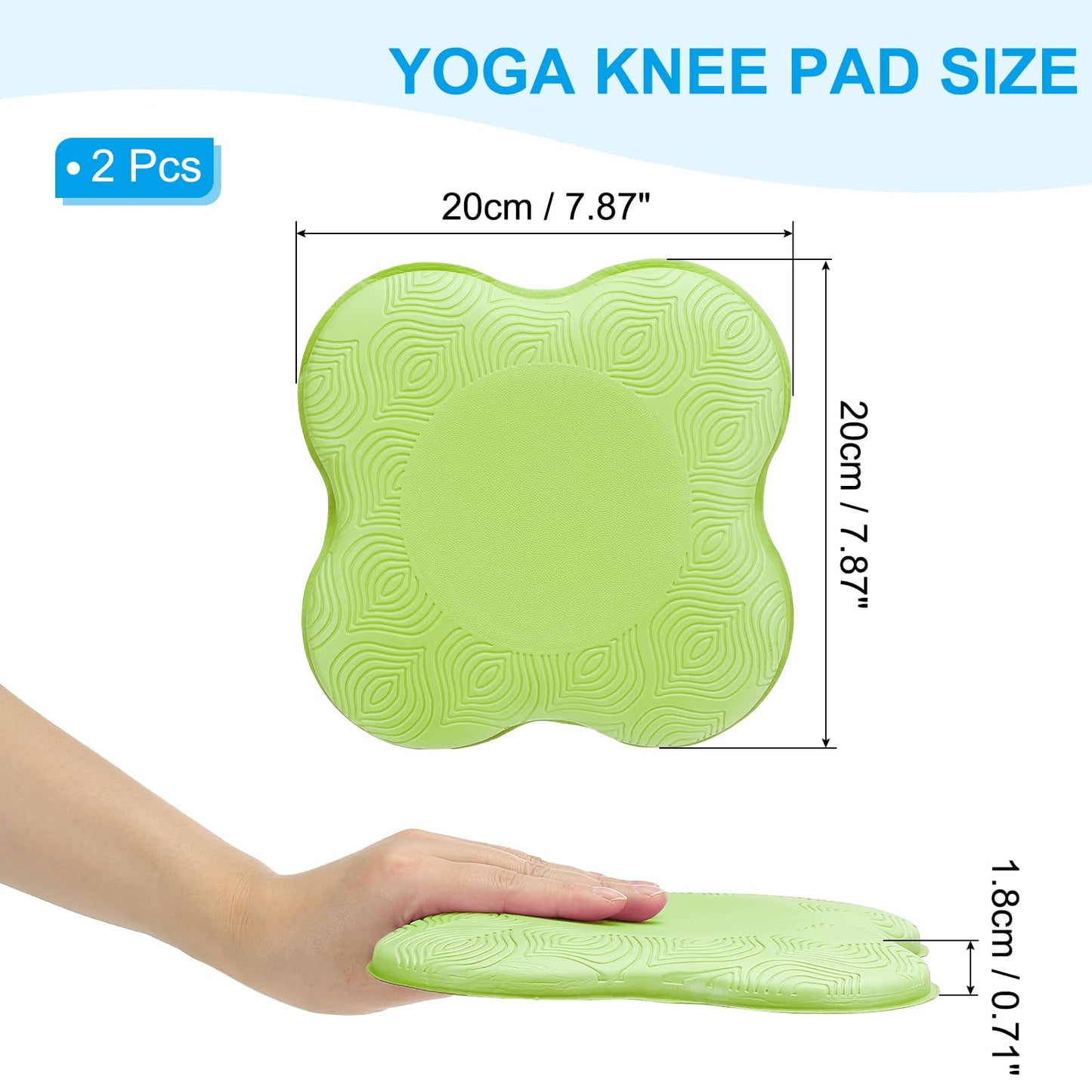 PATIKIL Yoga Knee Pads Cushion 2 Pcs PU Foam Yoga Knee Mat Extra Thick Pilates Kneeling Pad for for Women Men Wrist Hands Head Exercise, Green