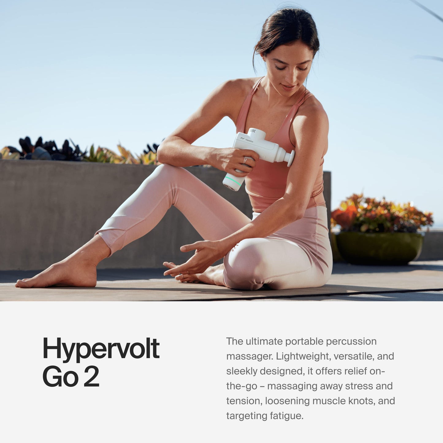 Hyperice Hypervolt Go 2 - Arctic Grey - Featuring Quiet Glide Technology - Handheld Percussion Massage Gun - 3 Speeds, 2 Interchangeable Heads - Helps Relieve Sore Muscles and Stiffness