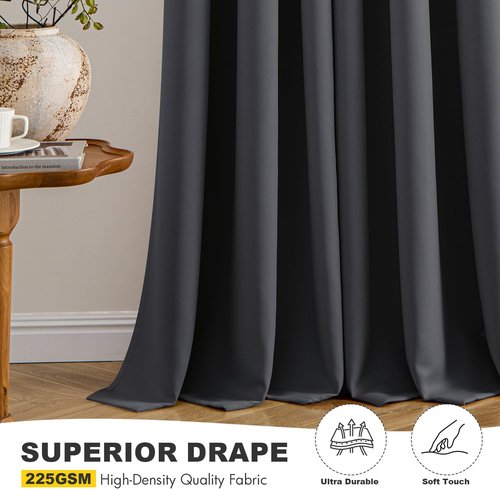 MIULEE Dark Grey Blackout Curtains - Thermal Insulated Room Darkening Drapes | 40 x 45 Inches, 2 Panels