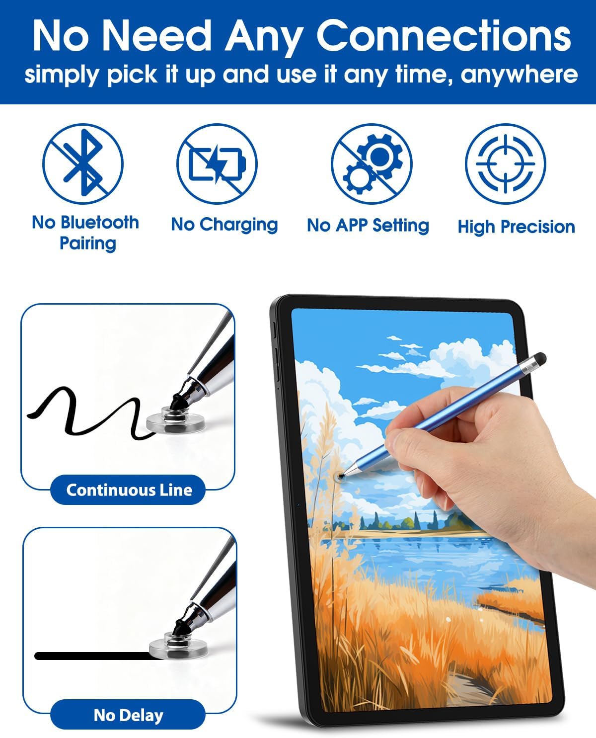 AUZOSL 2-in-1 Stylus Pen for Touchscreen, High Precision & Sensitivity Stylus Pen for iPad/iPhone/Android Tablets