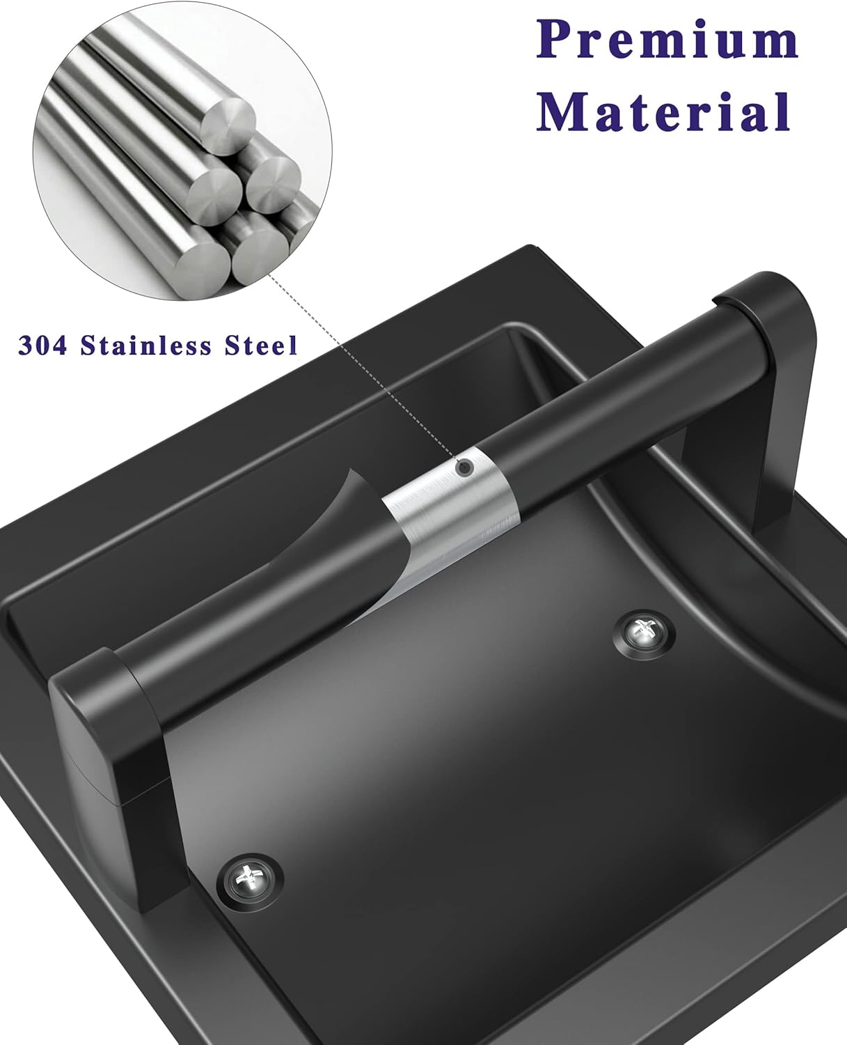 Skiennix Matte Black Toilet Paper Holder - Pivoting Wall-Mount Design for Large Rolls