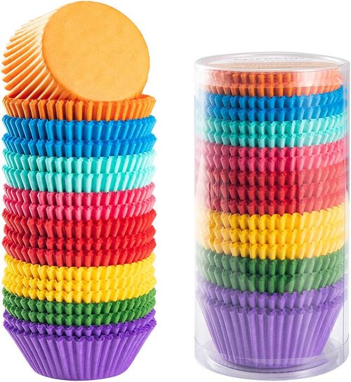 Gifbera Cupcake Liners - Bright Rainbow Solid Color Paper Baking Cups | 400-Count Pack