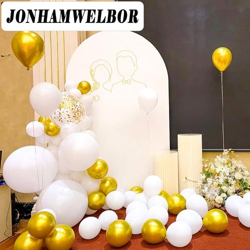 Jonhamwelbor White Balloons - 12-Inch Matte White Latex Helium Balloons | 100 Pack for Weddings & Parties