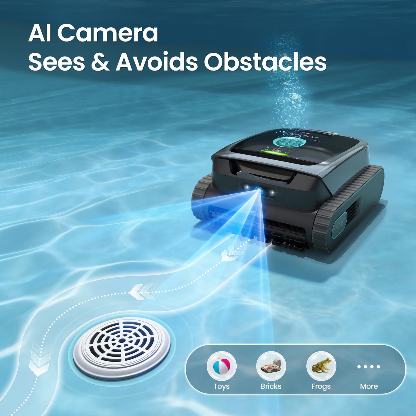AIPER Scuba V3 AI Vision Cordless Robotic Pool Cleaner, Include Wireless Charging Dock, Smart Waterline Parking & Featherlight Design, Micromesh Multi-Layer Filtration, Grey
