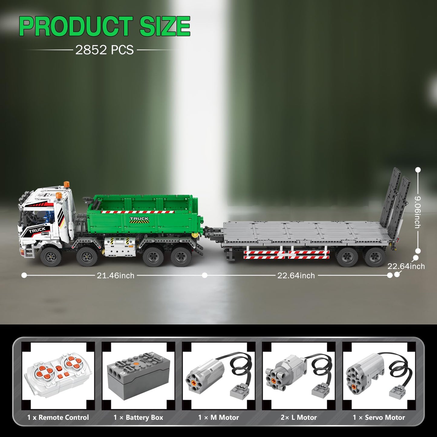 Reobrix 4 in 1 City Construction Building Toys, RC Truck Vehicles Set Toys for Adults and Boys, APP & Remote Control Transport Truck Building Toys, DIY Educational Gift for Boys 14+ (2852 PCS)