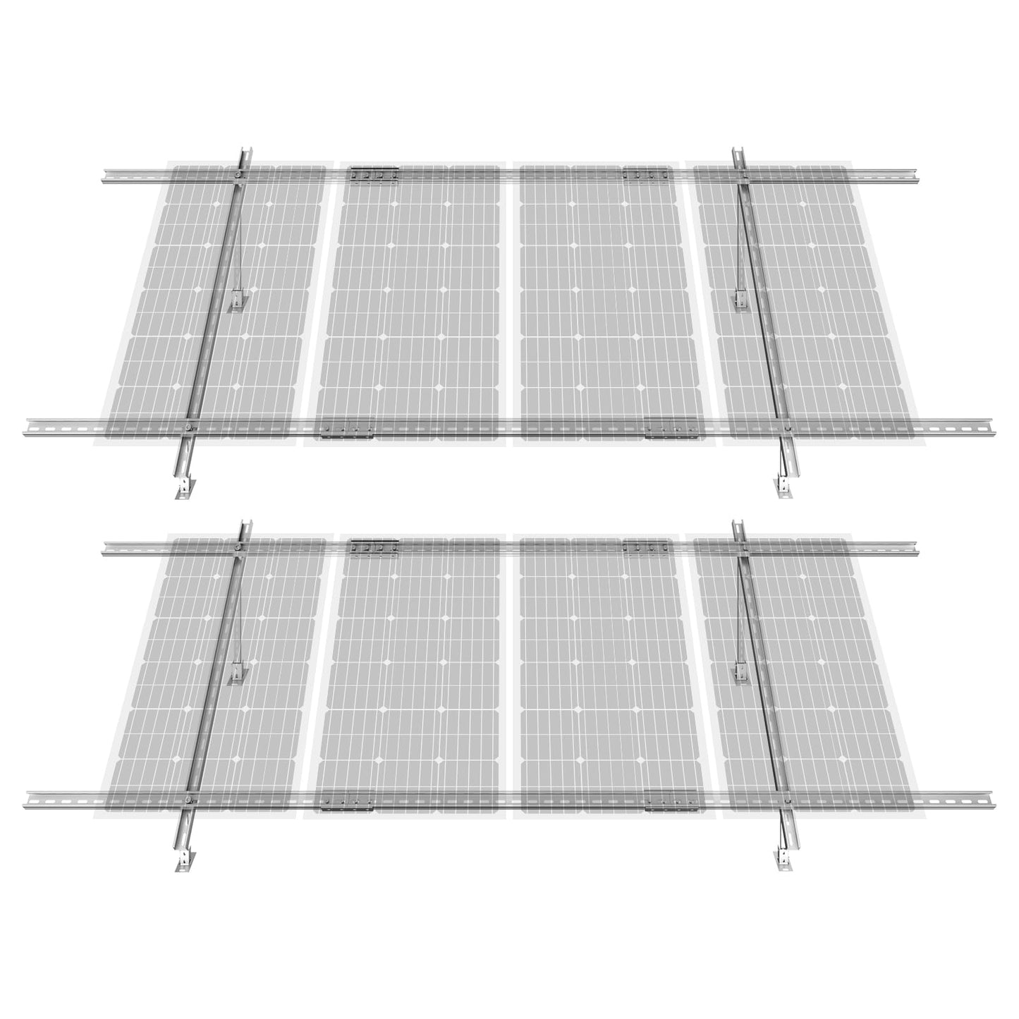 VEVOR 2-Set Solar Panel Mounting Brackets, 30°-60° Adjustable Multi-Piece Brackets for 4-8pcs Panels, Carbon Steel Ground Mount Stand for Farms, RVs, Boats, Off-Grid