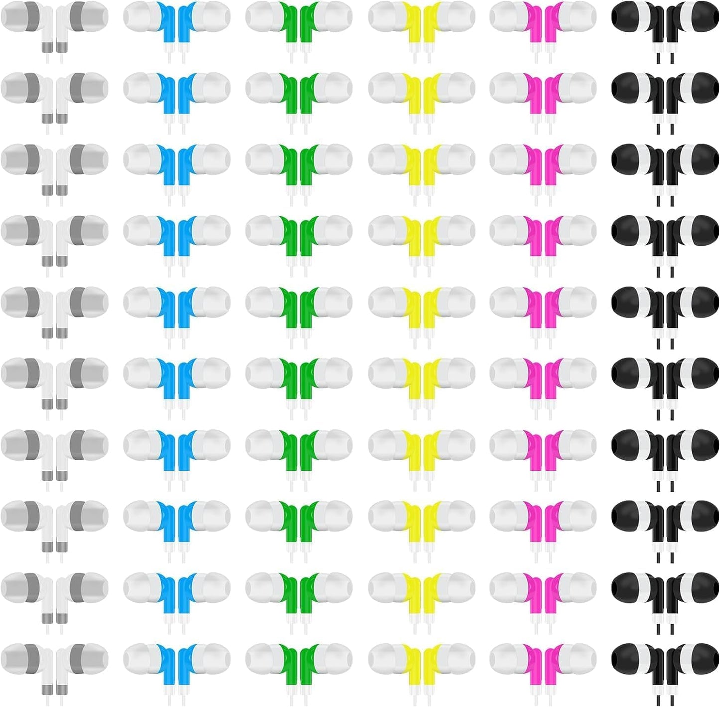 WAHUWAY 60 Pack Earbuds Bulk Kids Classroom Headphones for School Travel or Home Use(Multi Color)