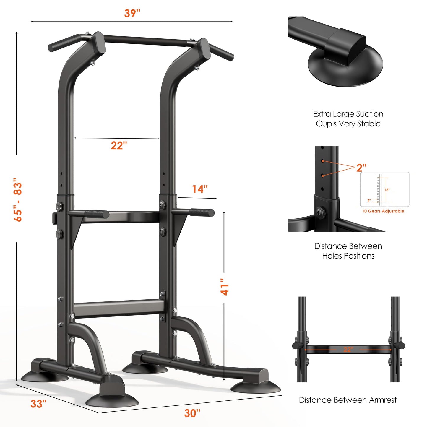 SogesPower Power Tower Dip Station Pull Up Bar for Home Gym Adjustable Height Strength Training Workout Equipment