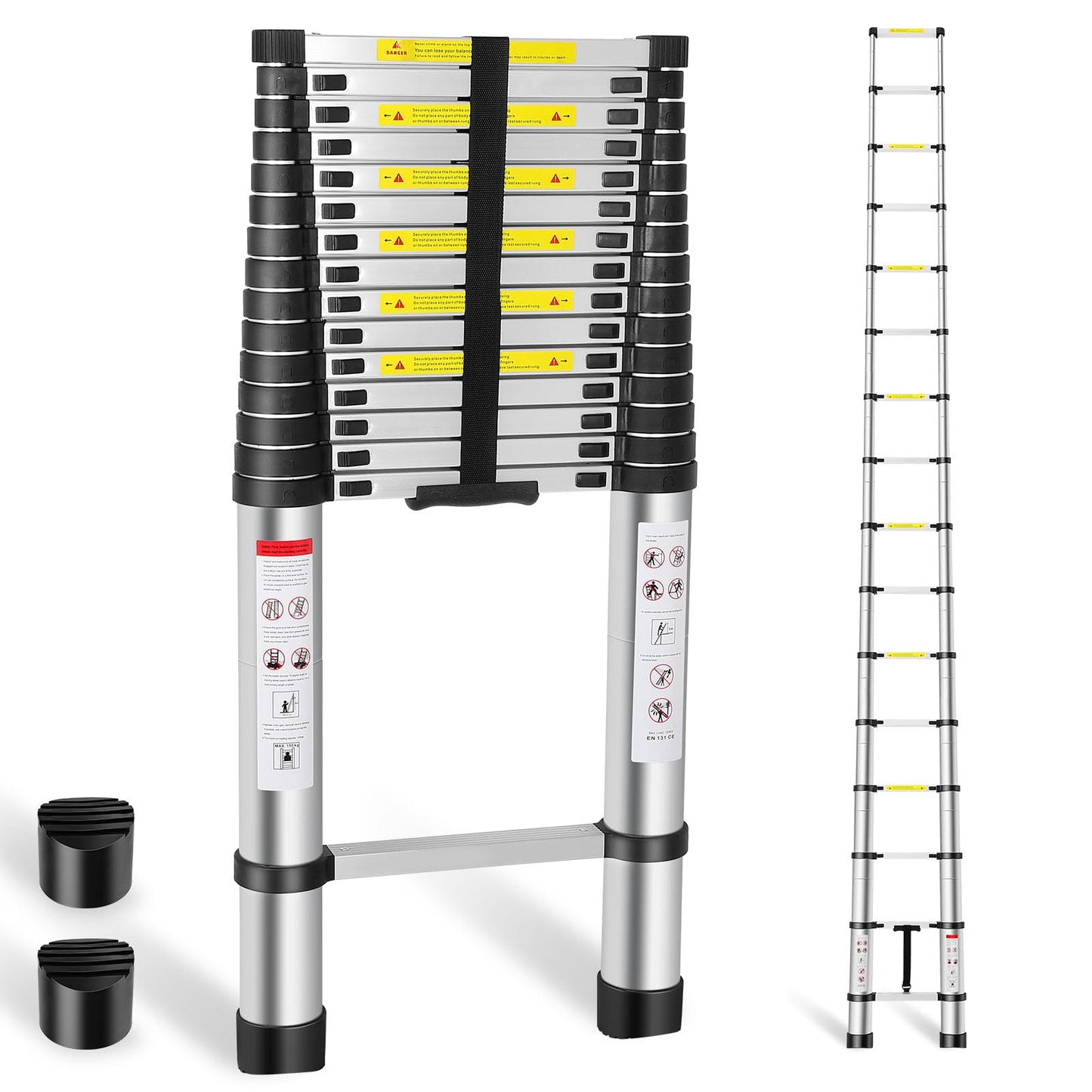 Telescoping Ladder, 20.3 FT Aluminum Extension Ladder, Heavy Duty 330lbs Capacity,Folding Compact Portable Anti-Slip Ladder for RV or Outdoor Work