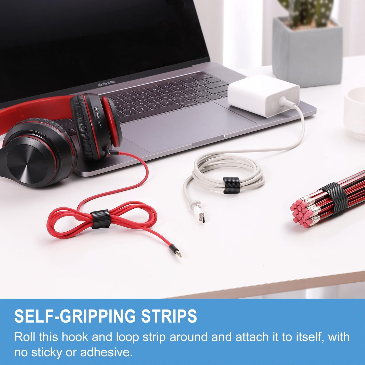 1in x 24ft | Hook and Loop Straps Heavy Duty | Double Sided Self-Gripping Strips | Reusable Multi-Purpose Wrap Roll for Home, Office, Data Center, and More