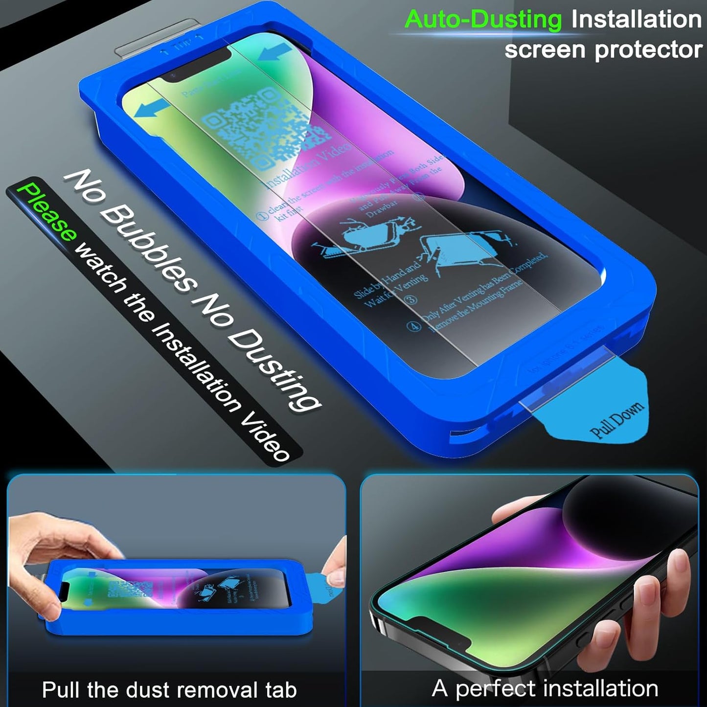 3 Pack 14 [6.1 INCH] 3 IMBZBK [Auto-Dust Removal] Screen Protector for iPhone Accessories, Case Friendly Film, Military