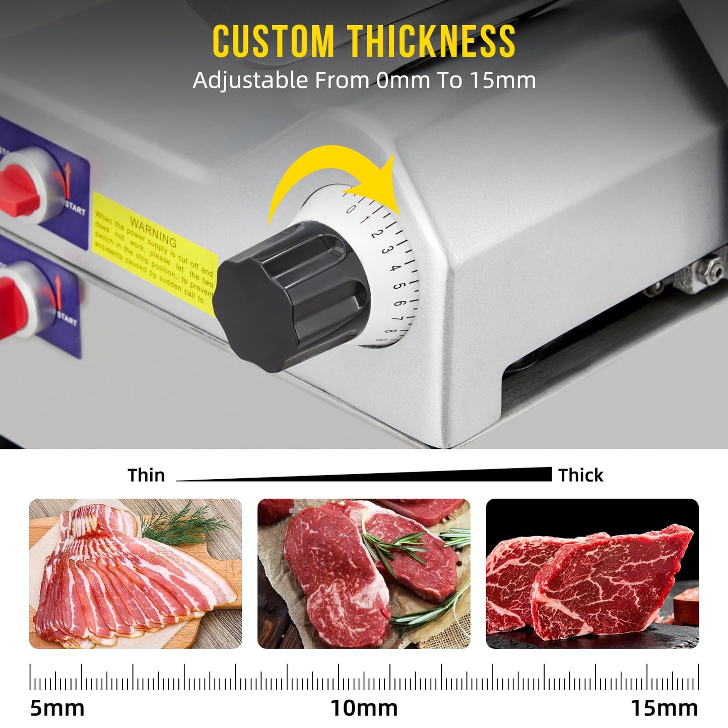 Commercial Automatic Meat Slicer 10 Inch - Electric Deli Slicer with 240W+430W Dual Motor, 0-16mm Adjustable Thickness, Stainless Steel Blade, Meat Slicer Machine for Home Kitchen, Deli, Restaurant