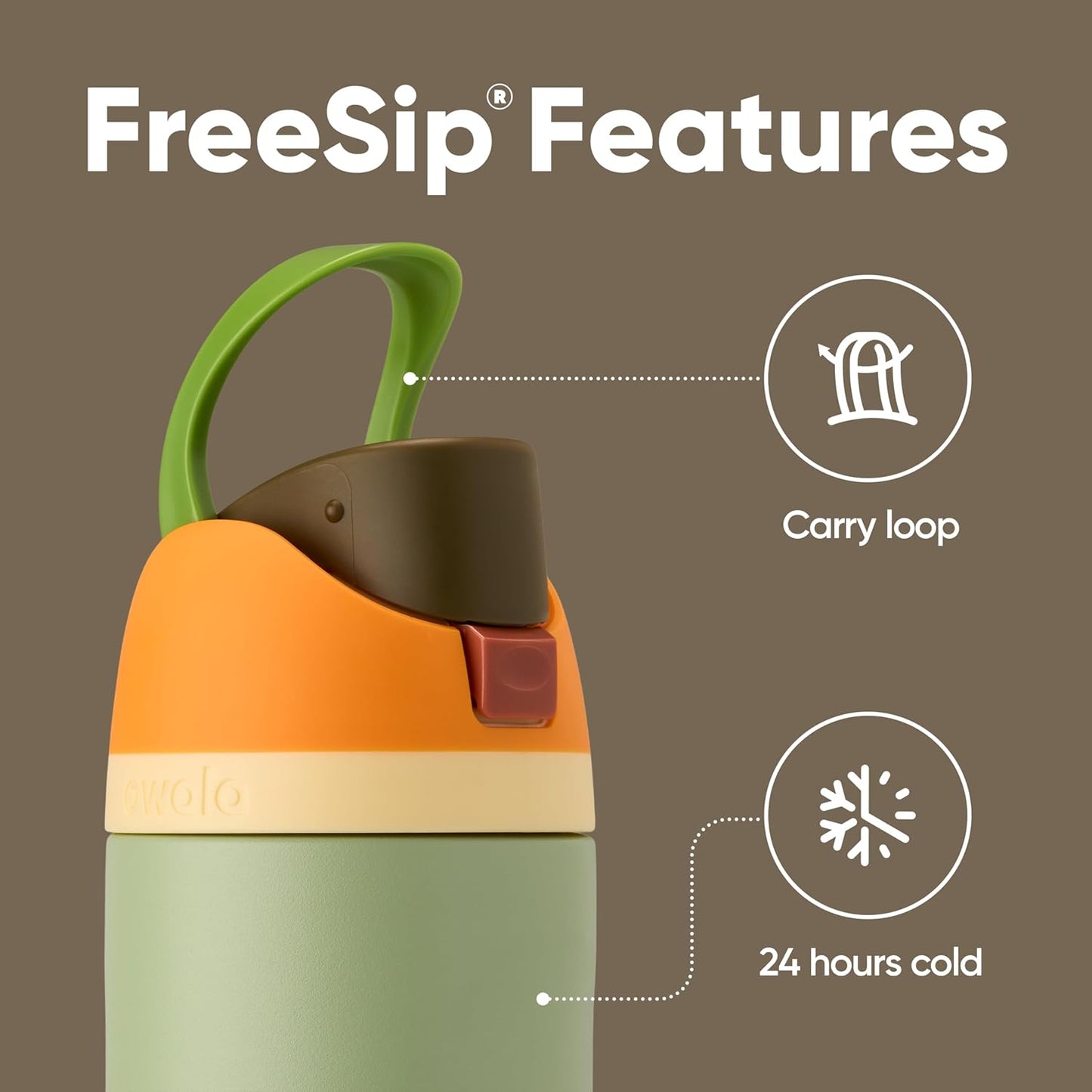 Owala FreeSip Insulated Stainless Steel Water Bottle - BPA-Free, 24 Oz, Camo Cool Design for Travel
