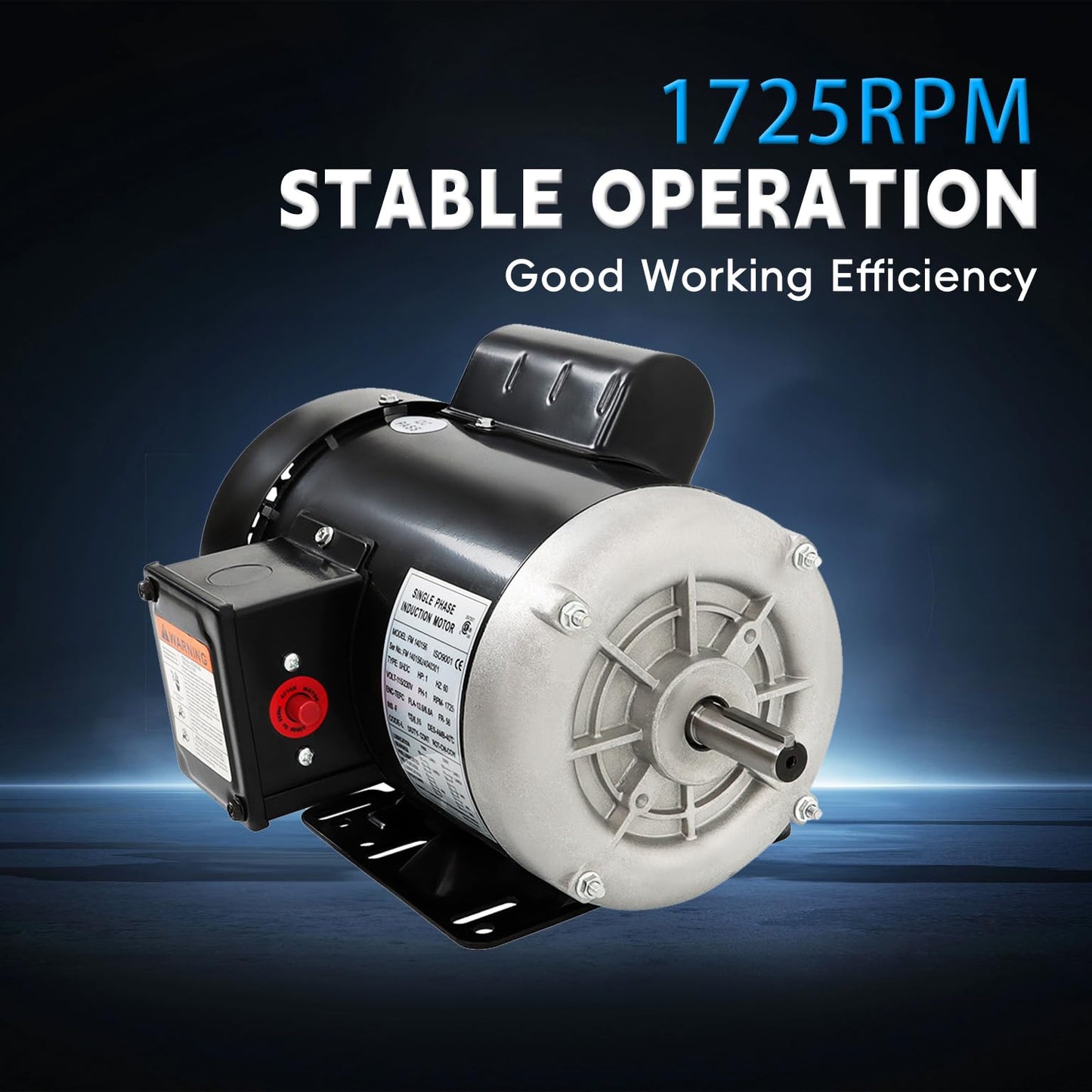 mitoharet 1 HP Electric Motor 1725RPM 115V/230V 13.6/6.8A 56 Frame CW/CCW for Agricultural Equipment Farm Duty Single Phase Motor