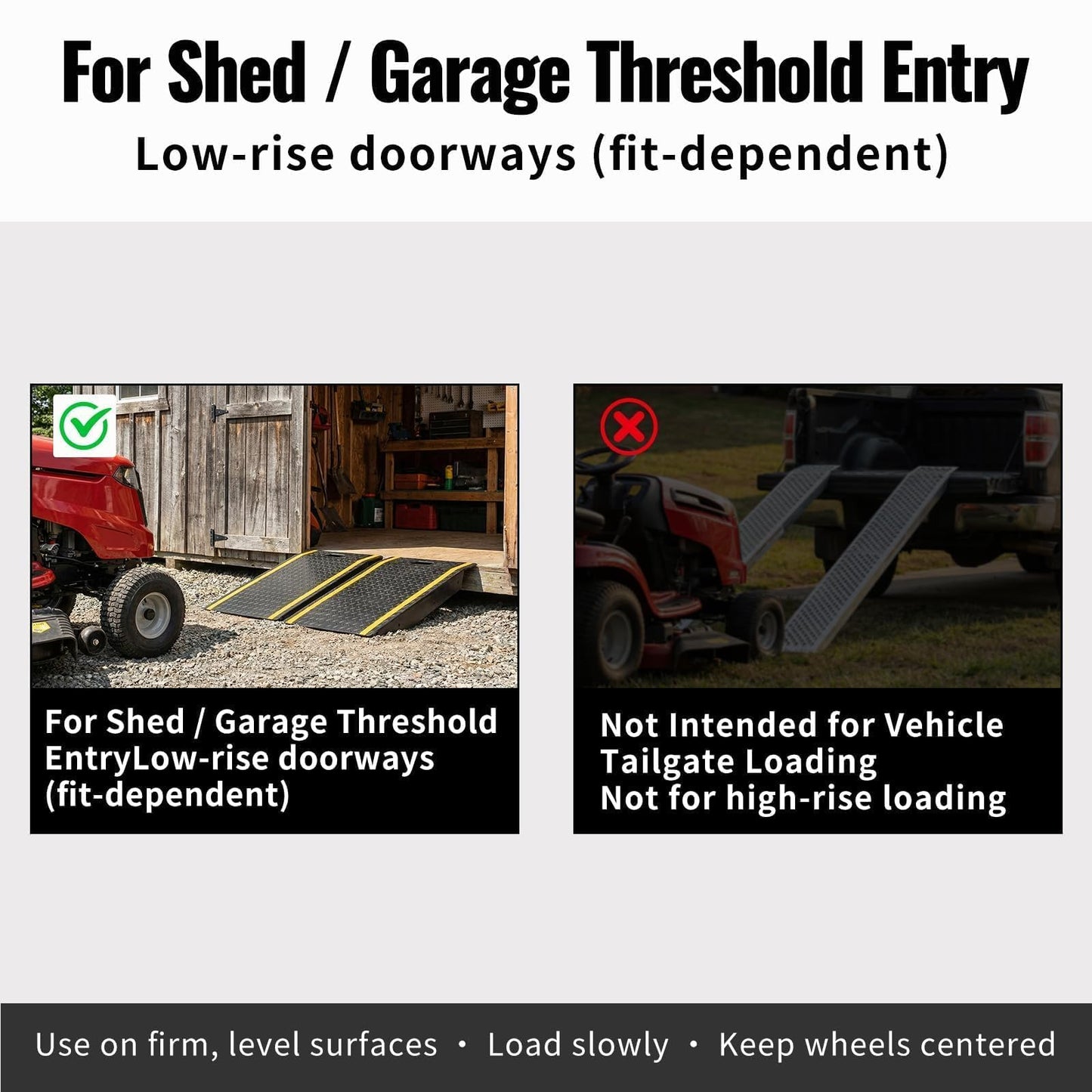 Shed Ramps 2 Pack with Handle, 1500 Lbs Capacity Steel Loading Ramp, 29" L x 24" W Each Diamond Plate Ramp for Lawn Mower, Riding Mower, Snow Blower, Garden Cart, Shed & Garage Threshold