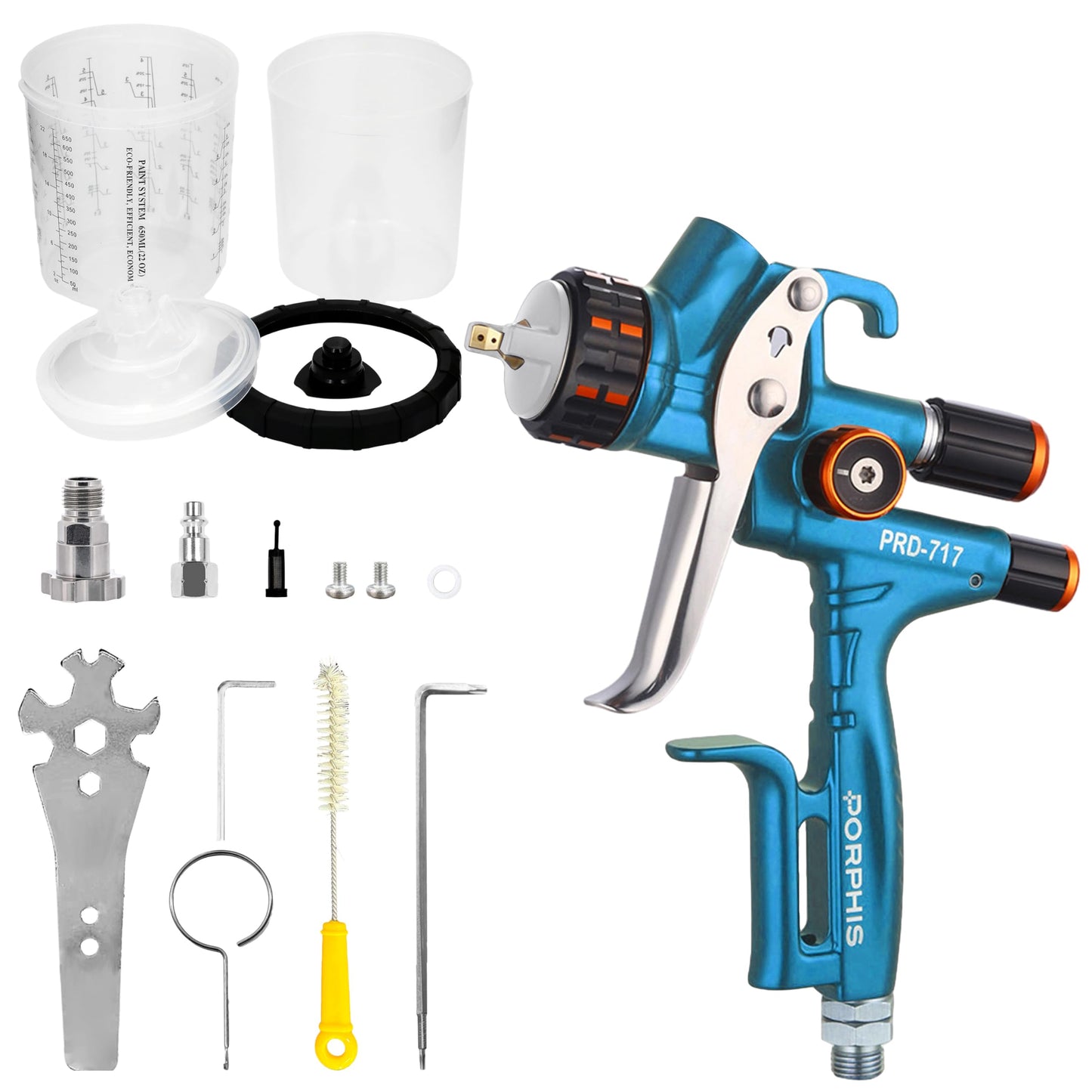 PORPHIS Paint Spray Gun PRD-717 VS Type with Split Nozzle 1.3mm Automotive Refinishing Spray Gun, Blue
