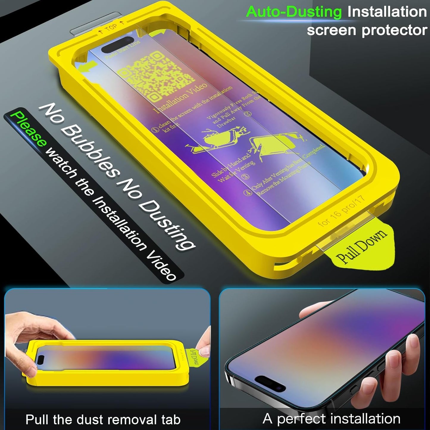 3 Pack 17 3 IMBZBK [Auto-Dust Removal] Matte Screen Protector for iPhone [Military Grade] Accessories, Case Friendly