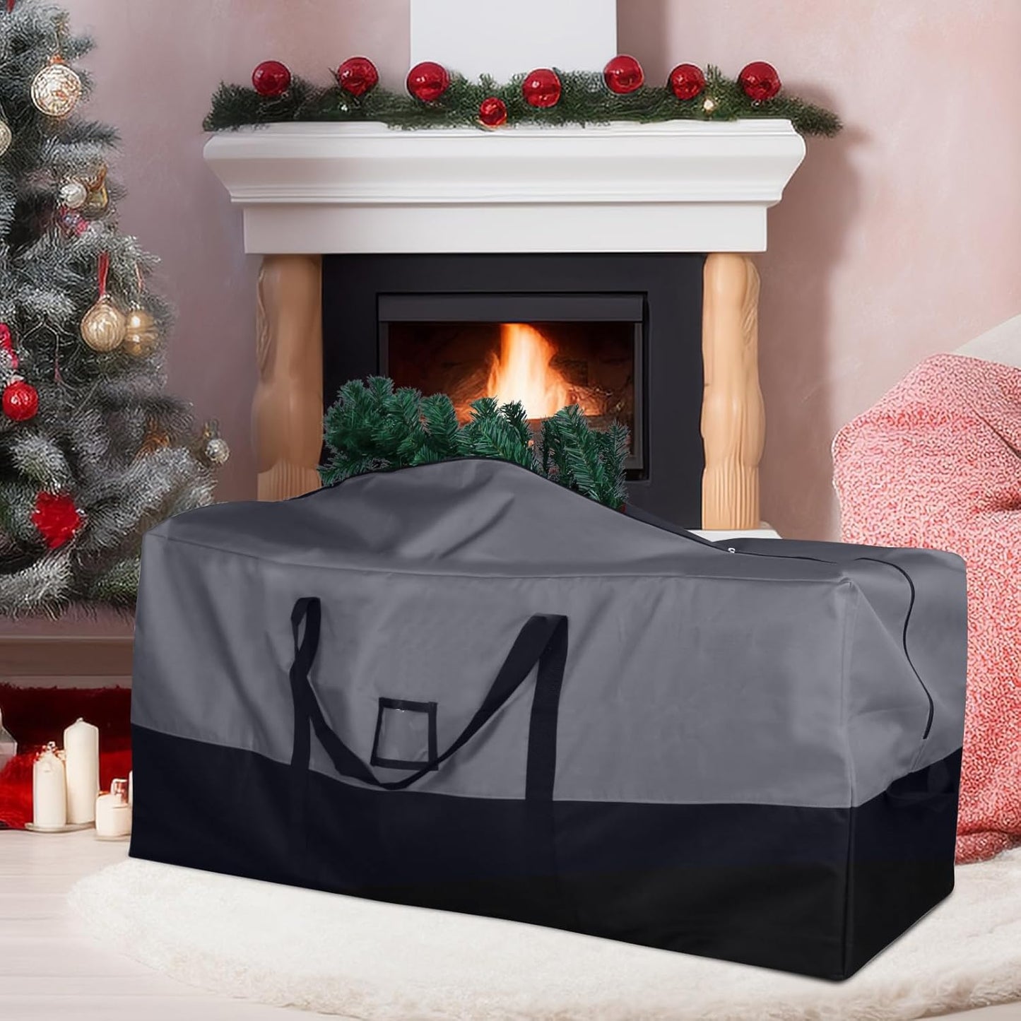 Skiennix Christmas Tree Storage Bag - Extra Large 600D Oxford for 9 Ft Trees | Waterproof with Zippers