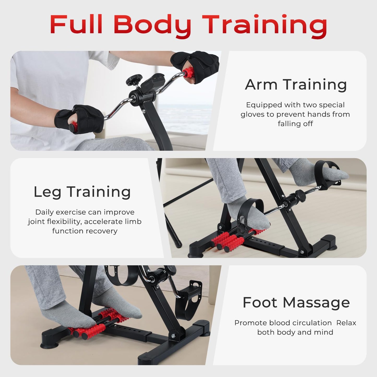 ZIDAFIT Adjustable Pedal Exerciser Bike for Seniors - Hand Arm Leg and Knee Therapy, Stroke Recovery, Portable Fitness Equipment for Total Body Workout - Great Gift for Elderly Rehab