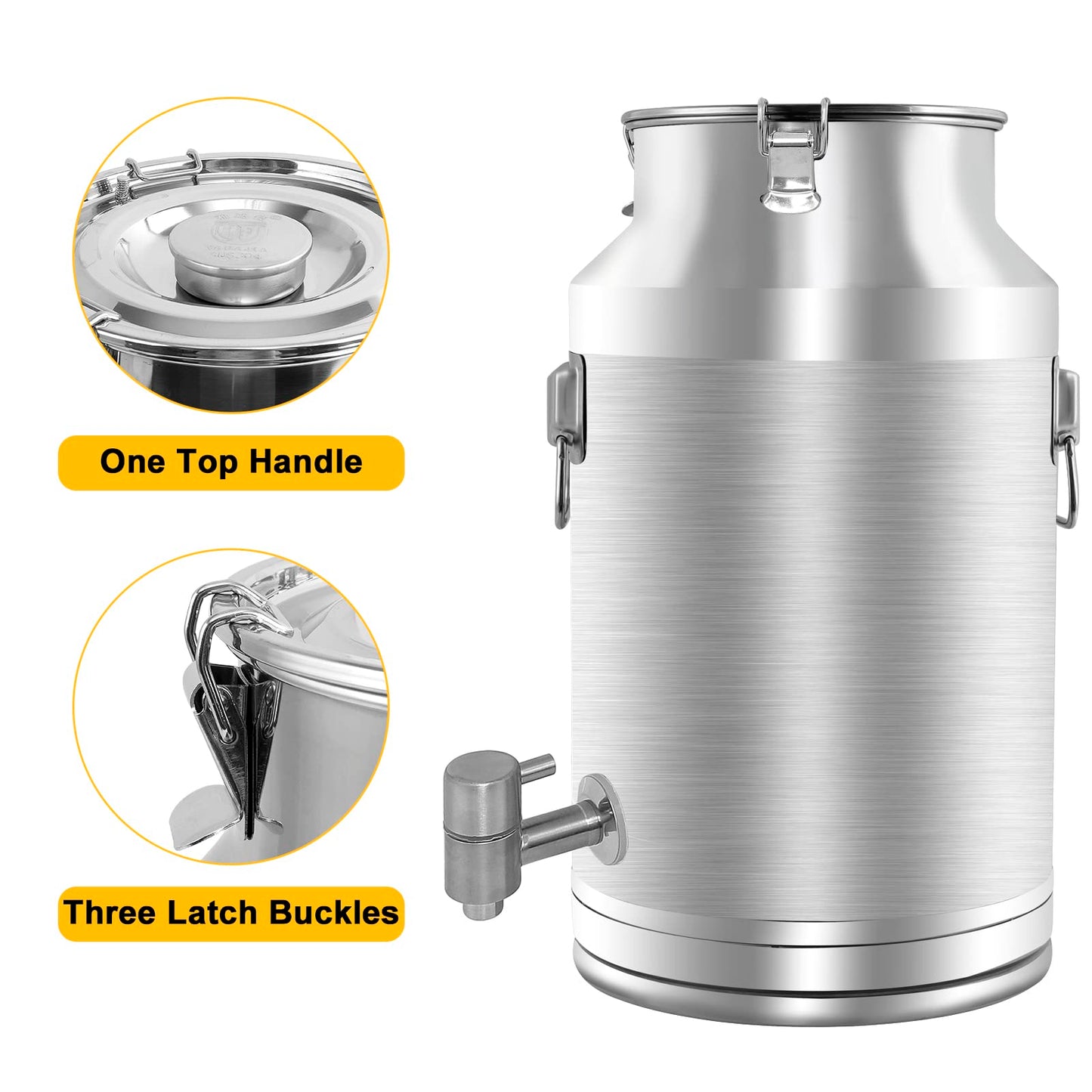 Togarhow 304 Stainless Steel Milk Can，35L Milk Bucket Wine Pail Bucket 9.25 Gallon Milk Can Tote Jug with Sealed Lid Heavy Duty for Milk and Wine Liquid Storage