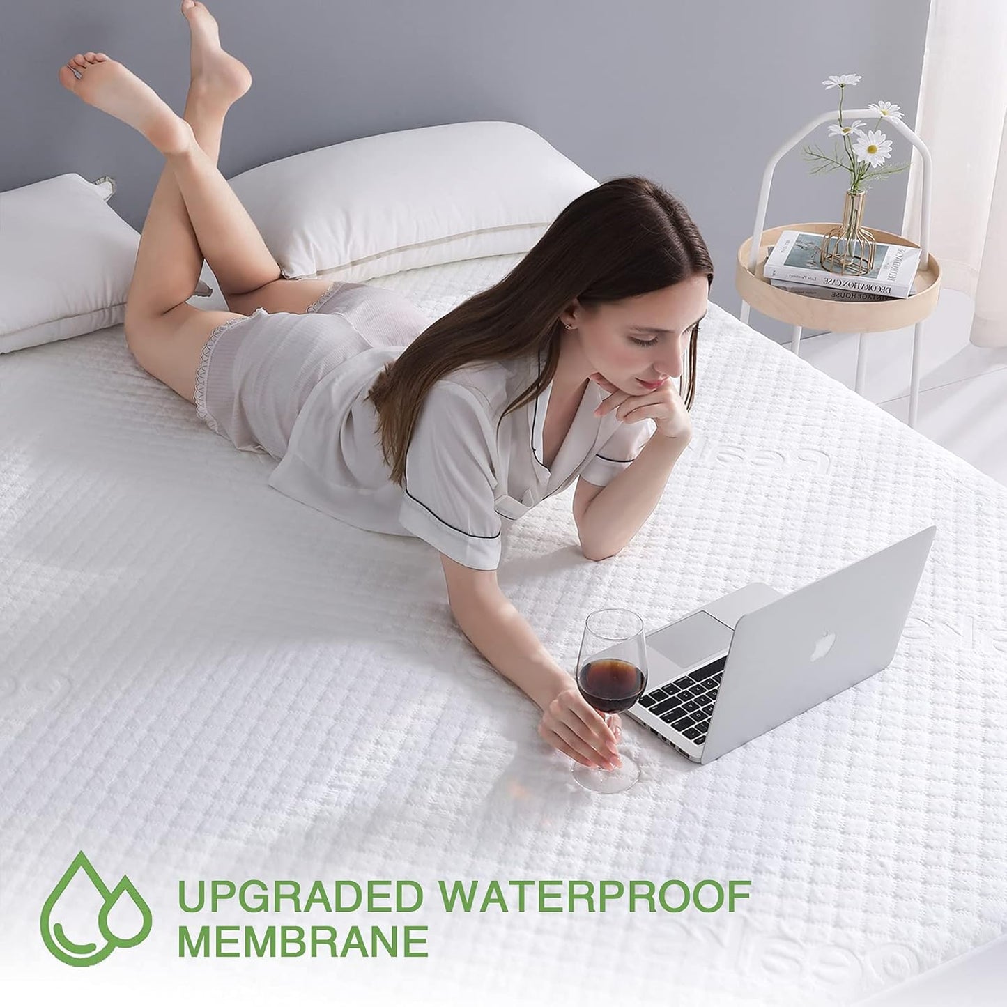 Skiennix King Size Waterproof Mattress Protector - Deep Pocket Fitted Cover for Mattresses Up to 18''
