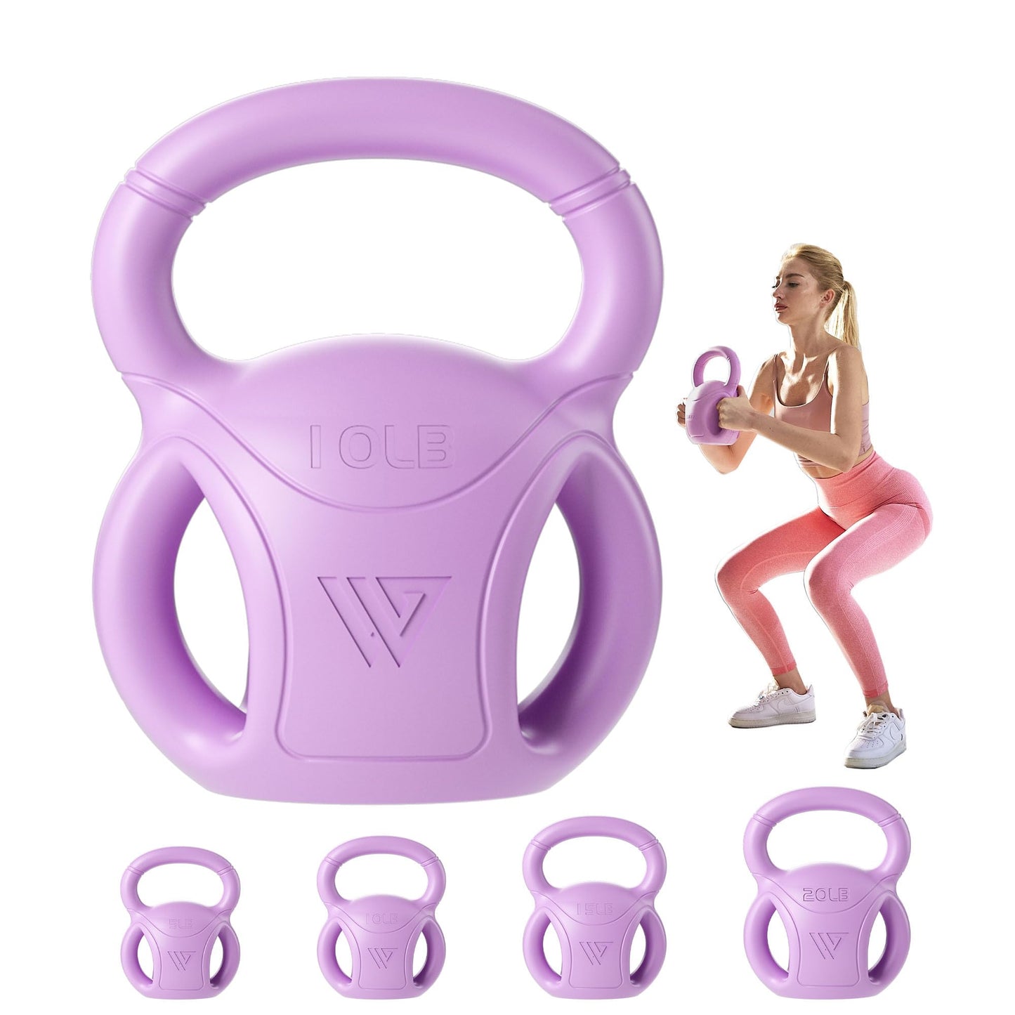 10 lb Kettlebell Weight with Three-handles for Russian Twists AB Exercise, Weightlifting and Core Training All-Purpose Fitness Exercise Home Gym [Purple]