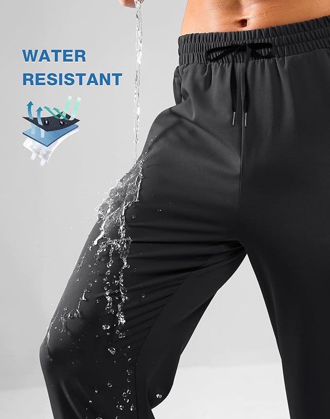 Pudolla Men's Lightweight Hiking Pants Quick-Dry Outdoor Sweatpants with Zipper Pockets for Casual Travel Athletic Workout