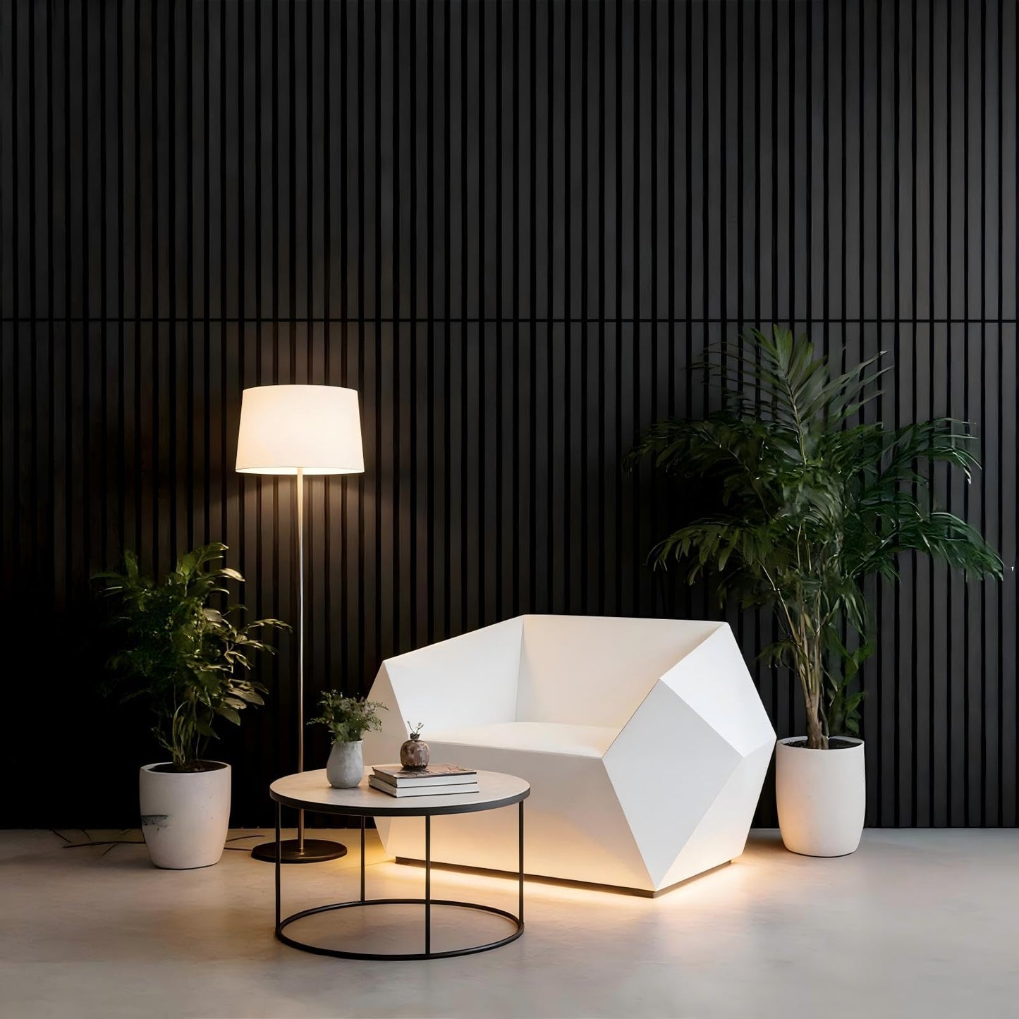 SONORA MGT 4 Pack Acoustic Wood Slat Wall Panels 47.24'' X 23.62'', Echo Reduction, 3D Fluted Wall Panels for Interior Wall Decor (Matte Black)