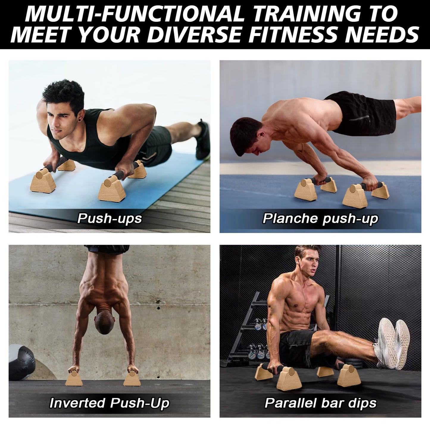 Rolitwils Parallettes Bars - Wooden Calisthenics Equipment for Handstand Training, Push Up Bars & Calisthenics Bar - Handstand Blocks and Pushup Handles for Men